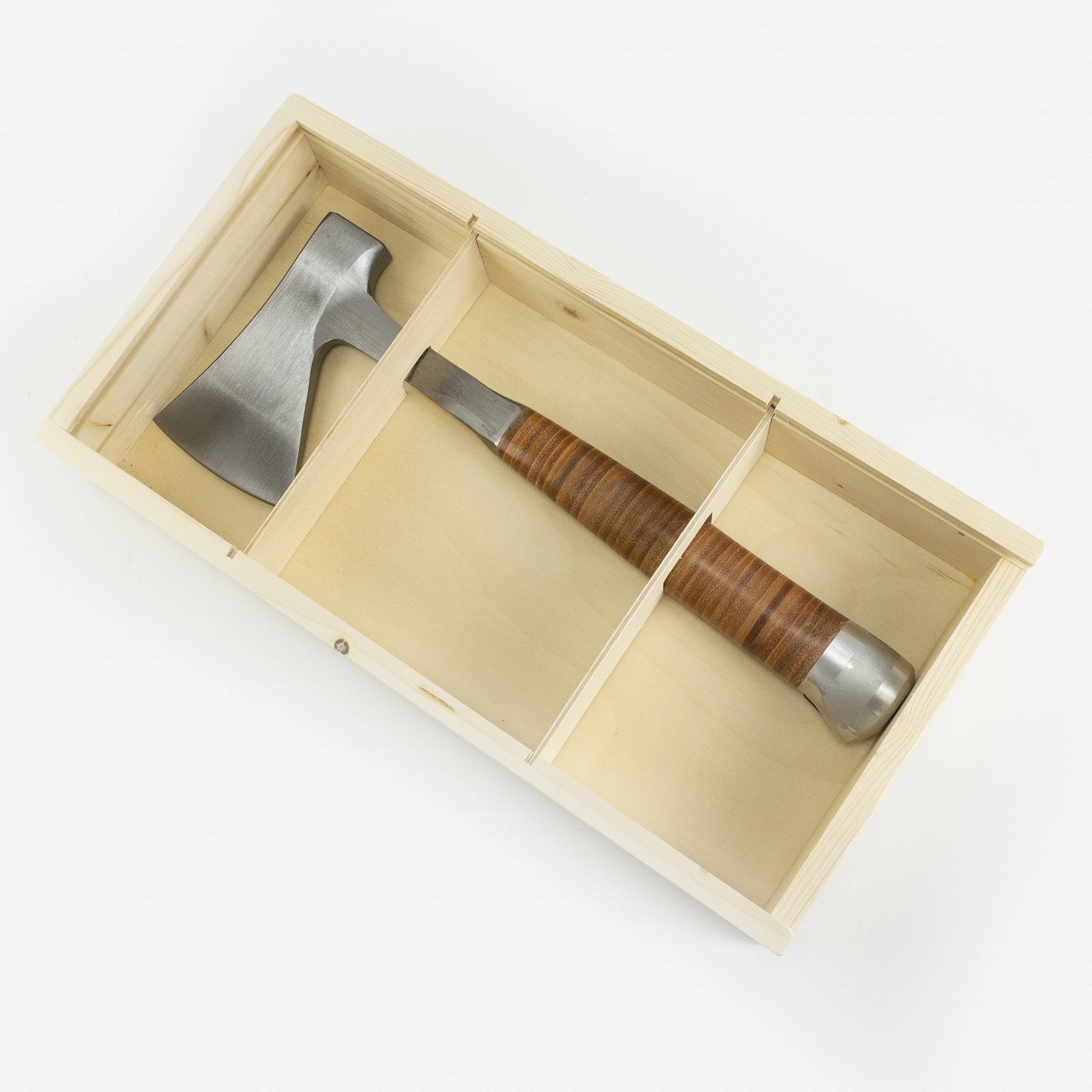 Halder Hatchet with Full Steel Handle and Leather Grip - with Wooden Gift Box, 3.54" / 35.27 oz. - HA3555s.001 - KC Tool