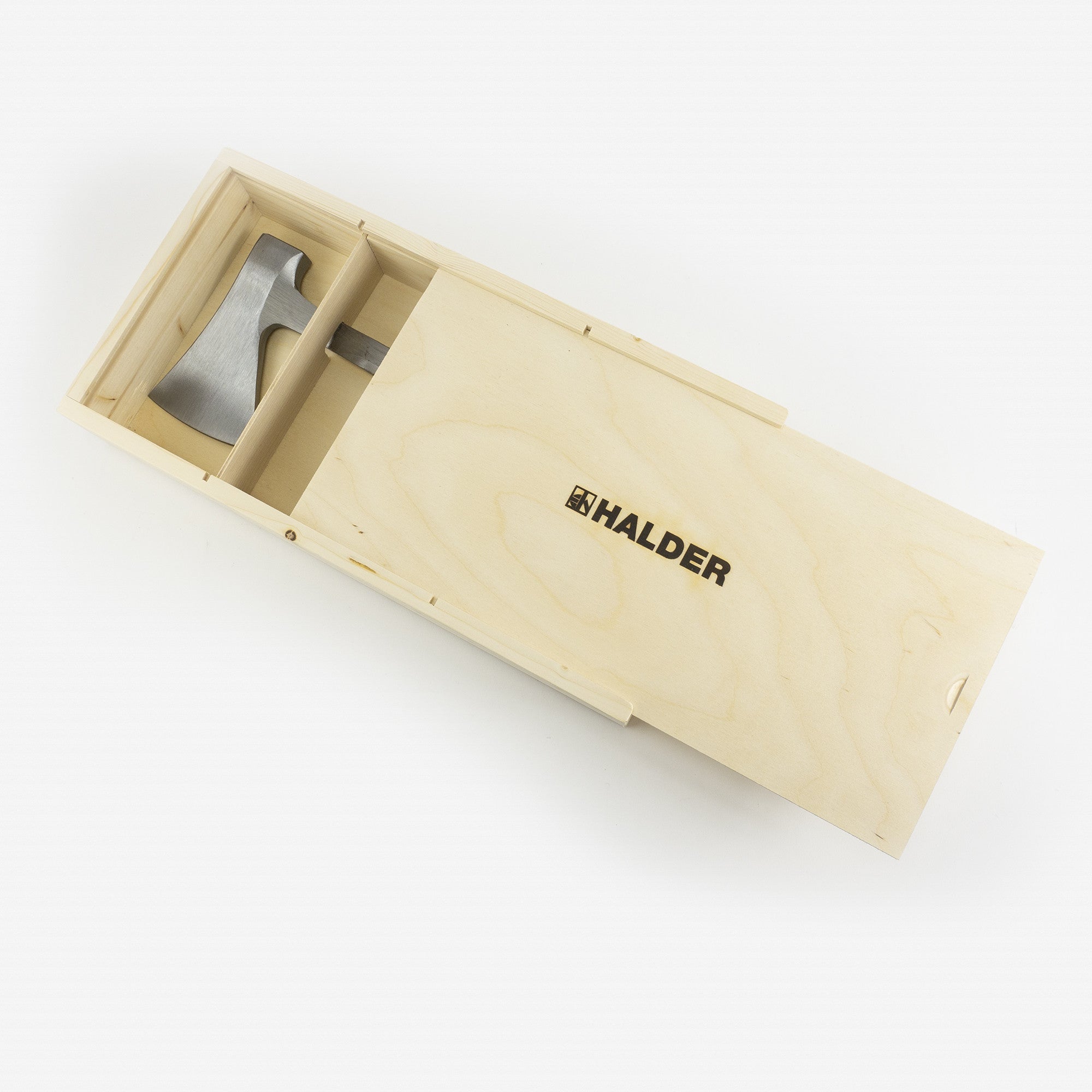 Halder Hatchet with Full Steel Handle and Leather Grip - with Wooden Gift Box, 3.54" / 35.27 oz. - HA3555s.001 - KC Tool