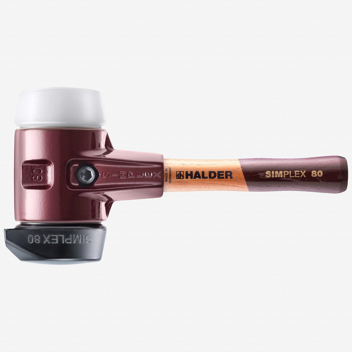 Halder Short Handle Simplex Mallet with Superplastic/STAND-UP Black Rubber Inserts and Cast Iron Housing, 3.15" 6.5lb - HA3027.282 - KC Tool
