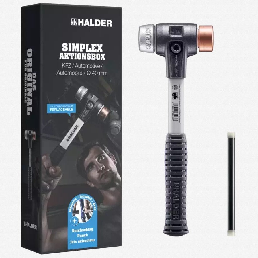 Halder Simplex D40 Mallet Set for Automotive and Metal Work, 2 Pieces - HA3749s001 - KC Tool