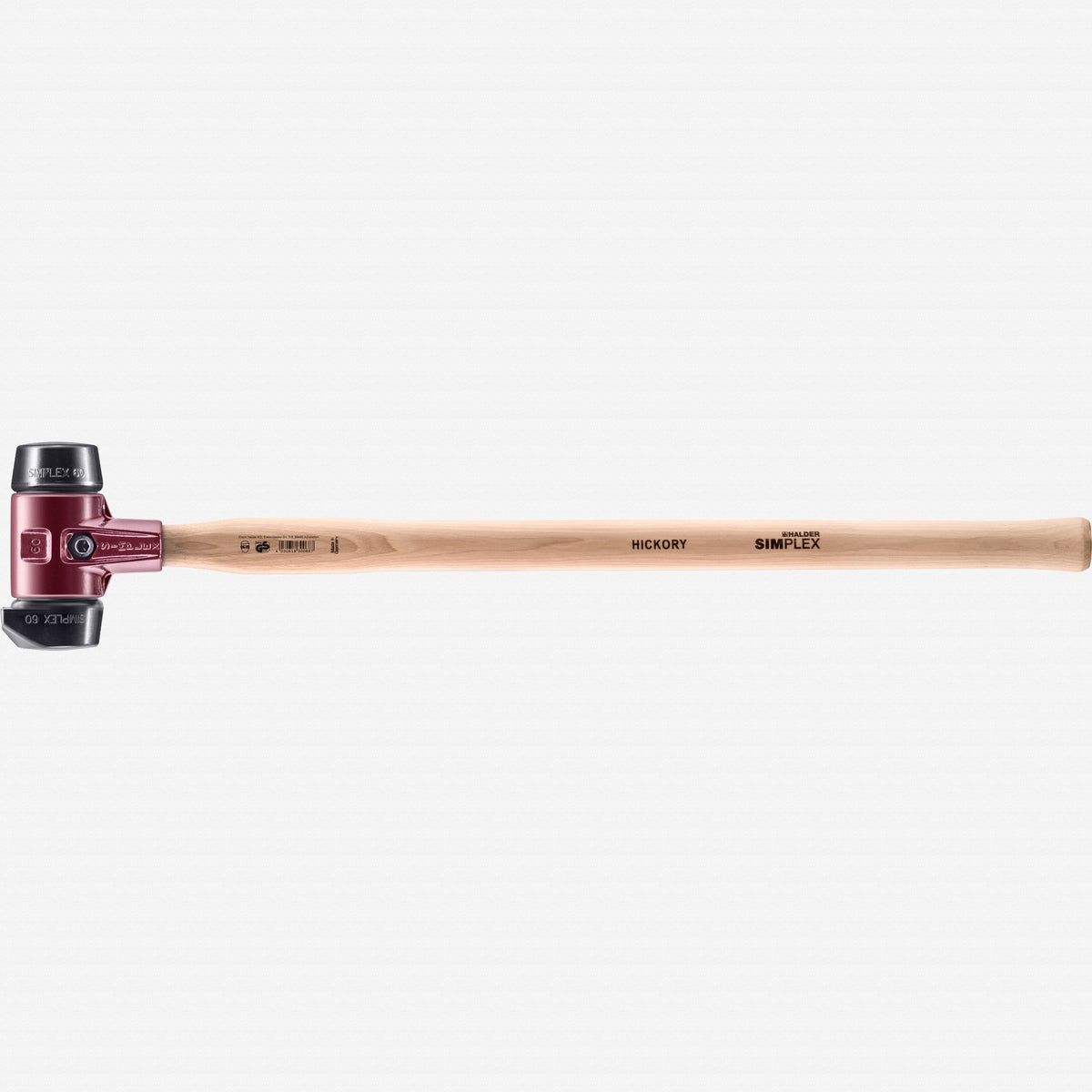 Halder Simplex Long Handle Mallet with Black Rubber/STAND-UP Black Rubber Inserts and Cast Iron Housing, 2.36" / 68.78 oz. - HA3022.261 - KC Tool