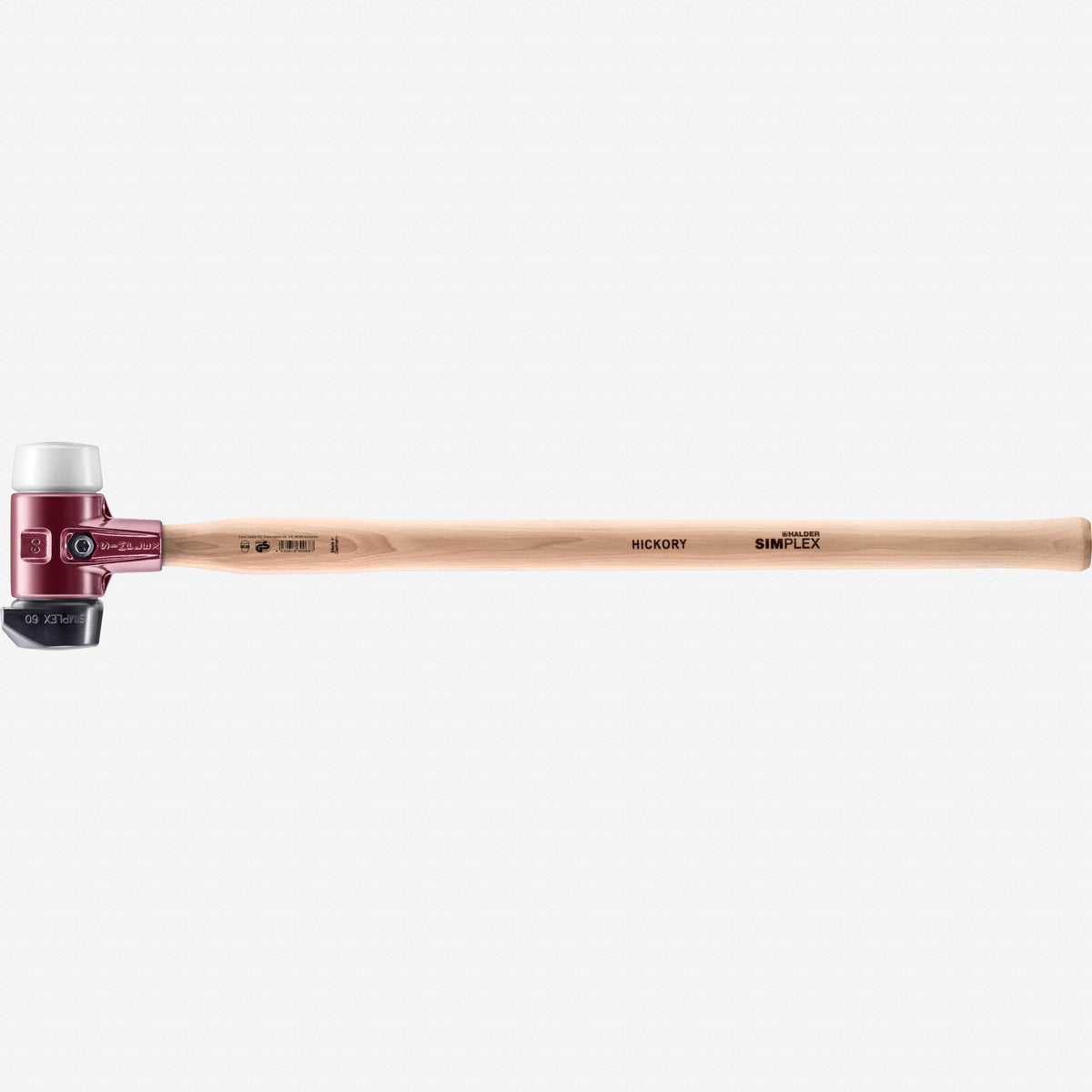 Halder Simplex Long Handle Mallet with Superplastic/STAND-UP Black Rubber Inserts and Cast Iron Housing, 2.36" / 67.02 oz. - HA3027.261 - KC Tool