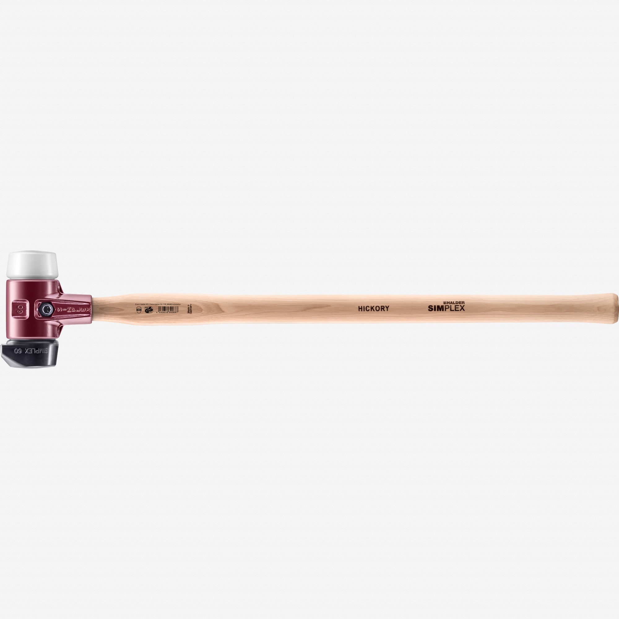 Halder Simplex Long Handle Mallet with Superplastic/STAND-UP Black Rubber Inserts and Cast Iron Housing, 2.36" / 67.02 oz. - HA3027.261 - KC Tool