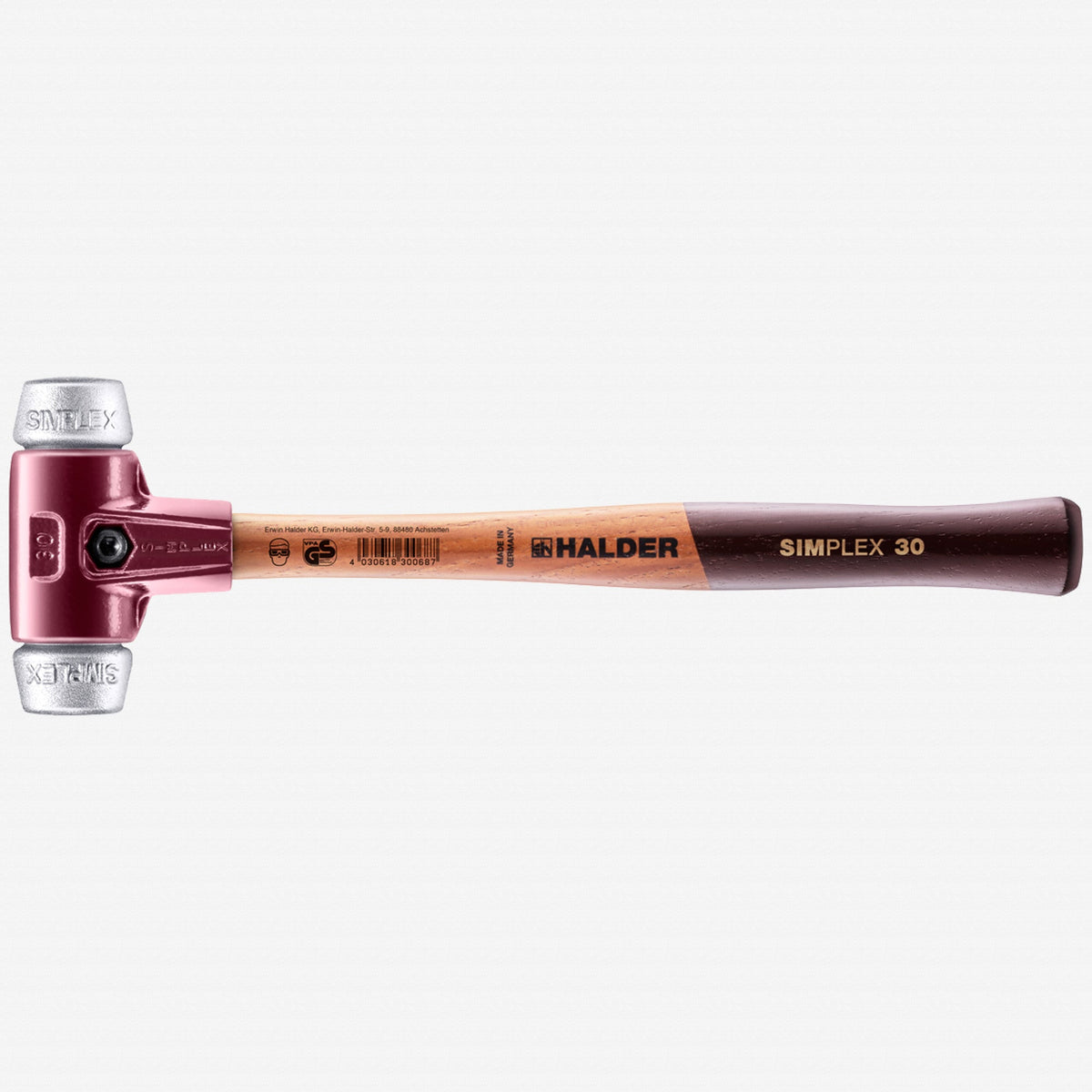 Halder Simplex Mallet with Aluminum Inserts and Cast Iron Housing , 1.18" / 14.11 oz. - HA3009.030 - KC Tool