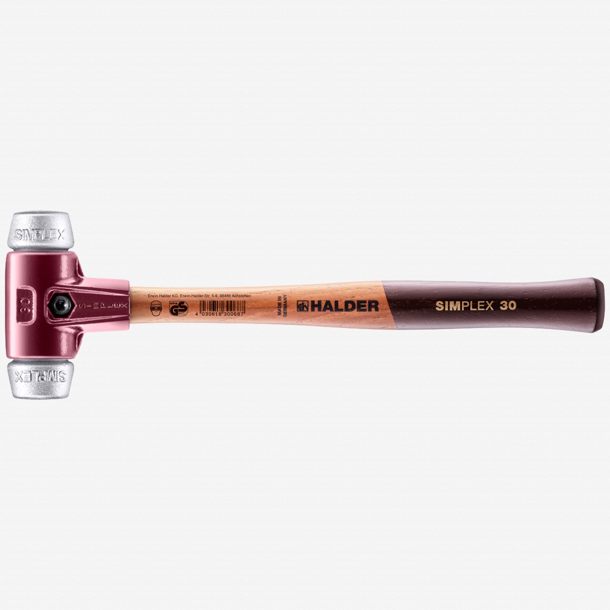 Halder Simplex Mallet with Aluminum Inserts and Cast Iron Housing , 1.18" / 14.11 oz. - HA3009.030 - KC Tool