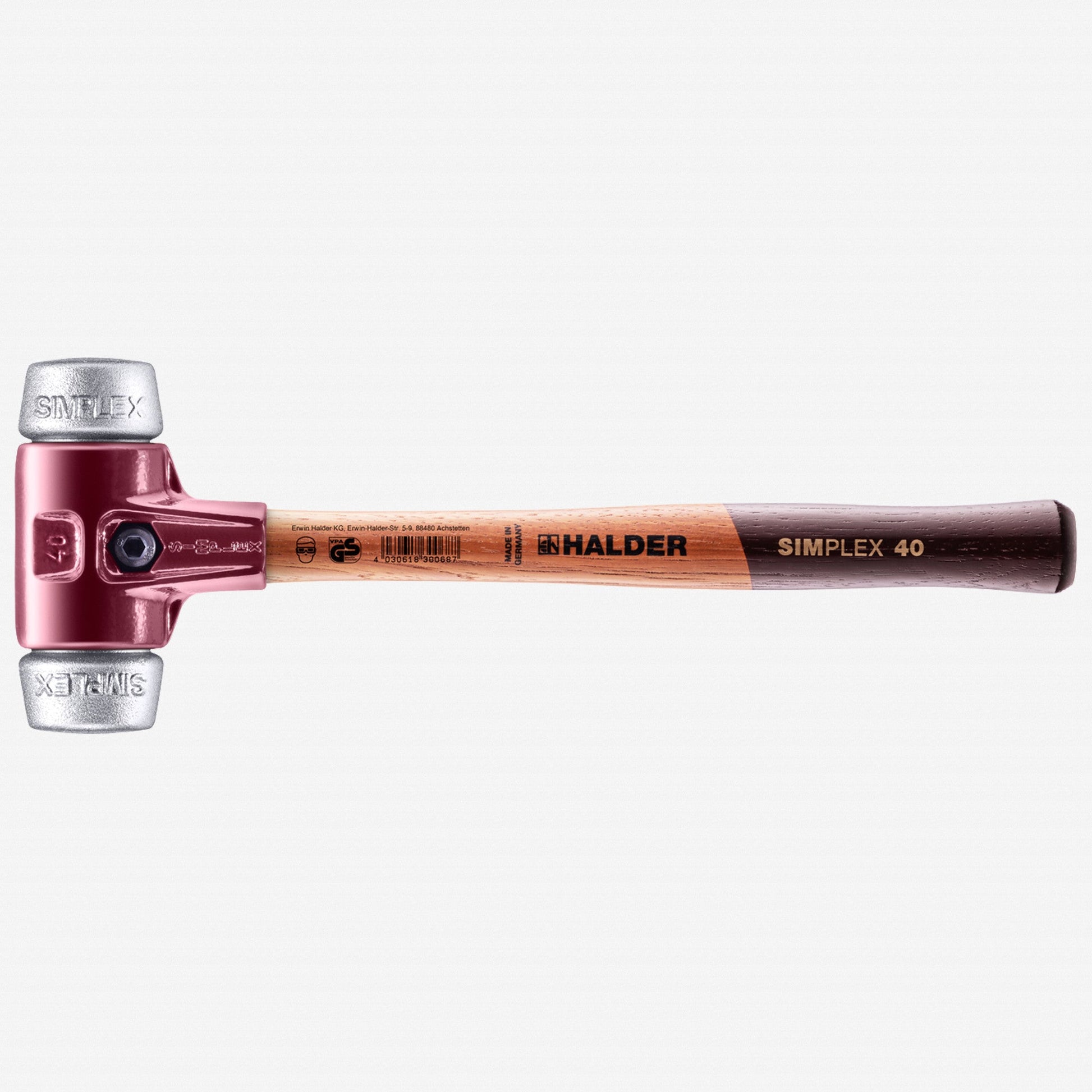 Halder Simplex Mallet with Aluminum Inserts and Cast Iron Housing , 1.57" / 26.46 oz. - HA3009.040 - KC Tool