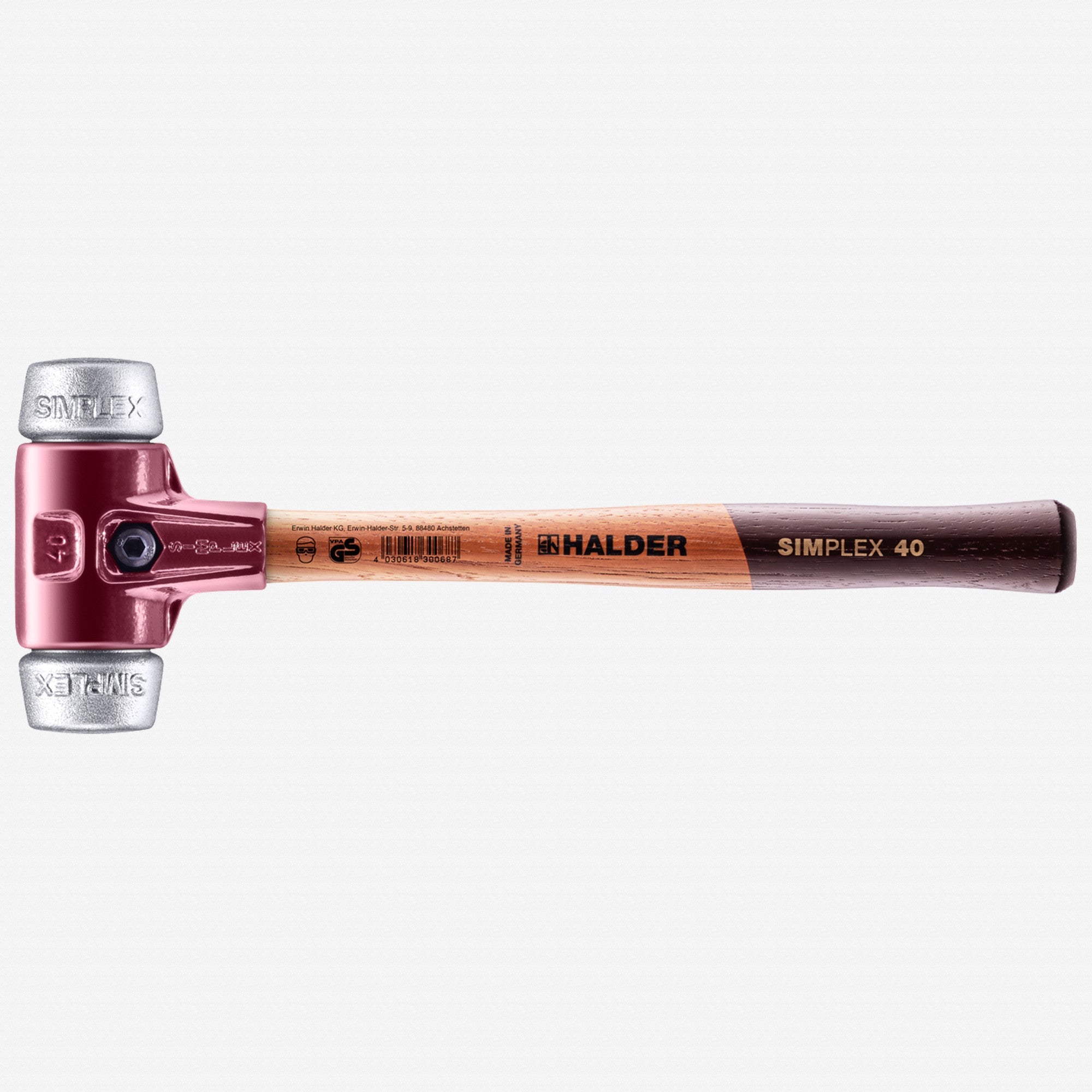 Halder Simplex Mallet with Aluminum Inserts and Cast Iron Housing , 1.57" / 26.46 oz. - HA3009.040 - KC Tool