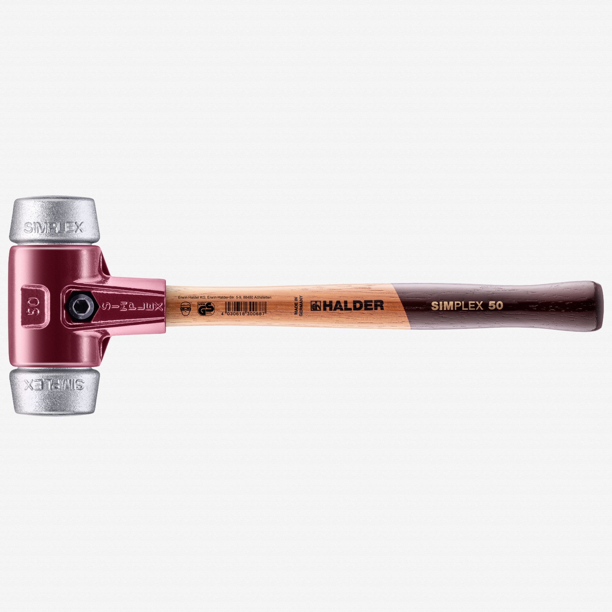 Halder Simplex Mallet with Aluminum Inserts and Cast Iron Housing , 1.97" / 48.68 oz. - HA3009.050 - KC Tool