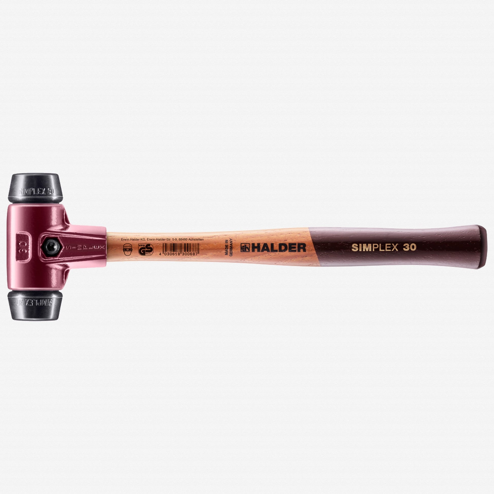 Halder Simplex Mallet with Black Rubber Inserts and Cast Iron Housing, 1.18" / 12.17 oz. - HA3002.030 - KC Tool