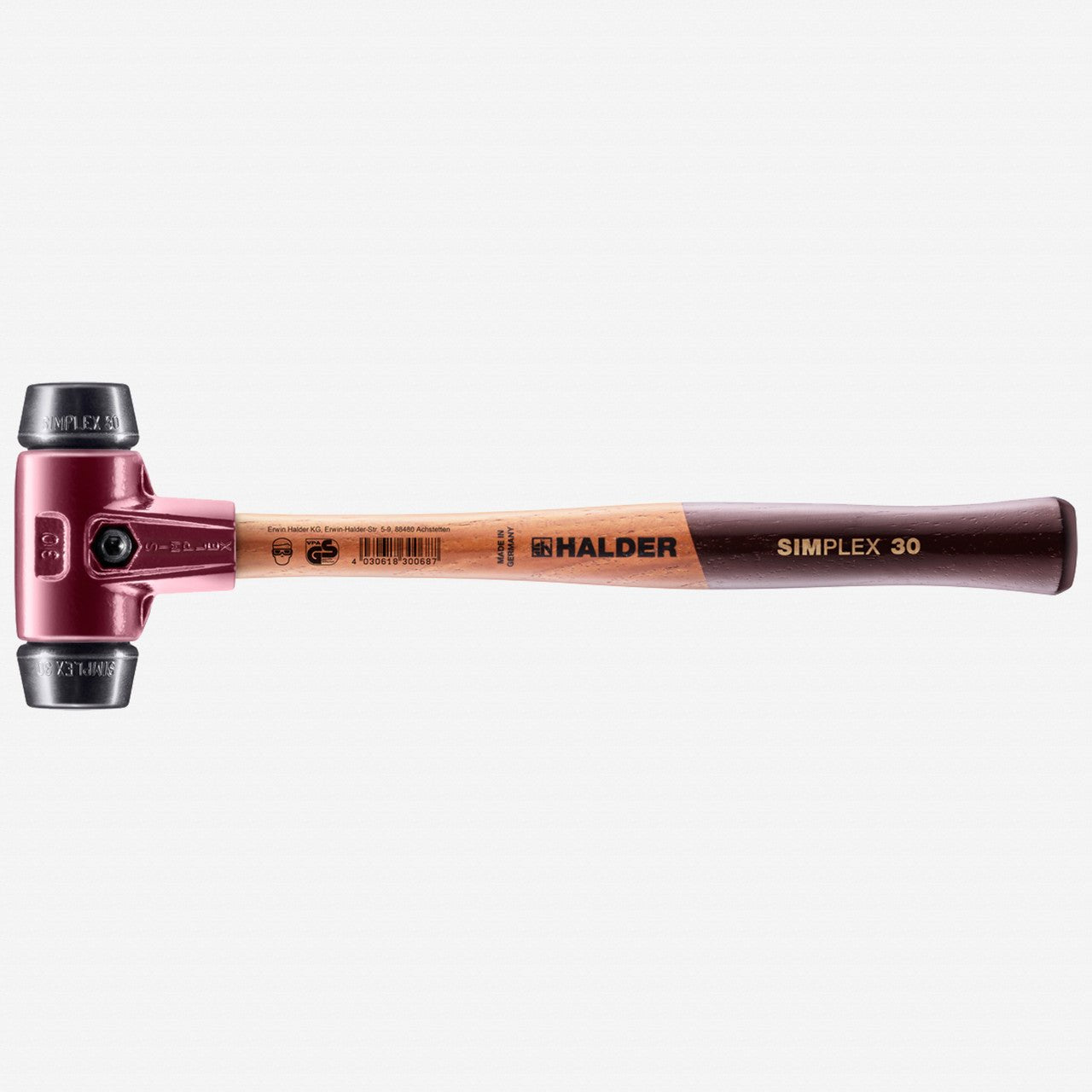Halder Simplex Mallet with Black Rubber Inserts and Cast Iron Housing, 1.18" / 12.17 oz. - HA3002.030 - KC Tool