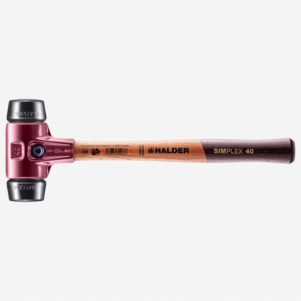 Halder Simplex Mallet with Black Rubber Inserts and Cast Iron Housing, 1.57" / 23.28 oz. - HA3002.040 - KC Tool