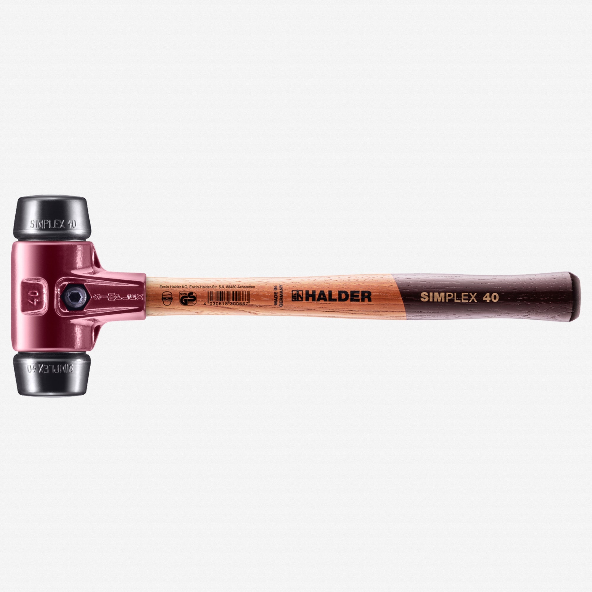 Halder Simplex Mallet with Black Rubber Inserts and Cast Iron Housing, 1.57" / 23.28 oz. - HA3002.040 - KC Tool