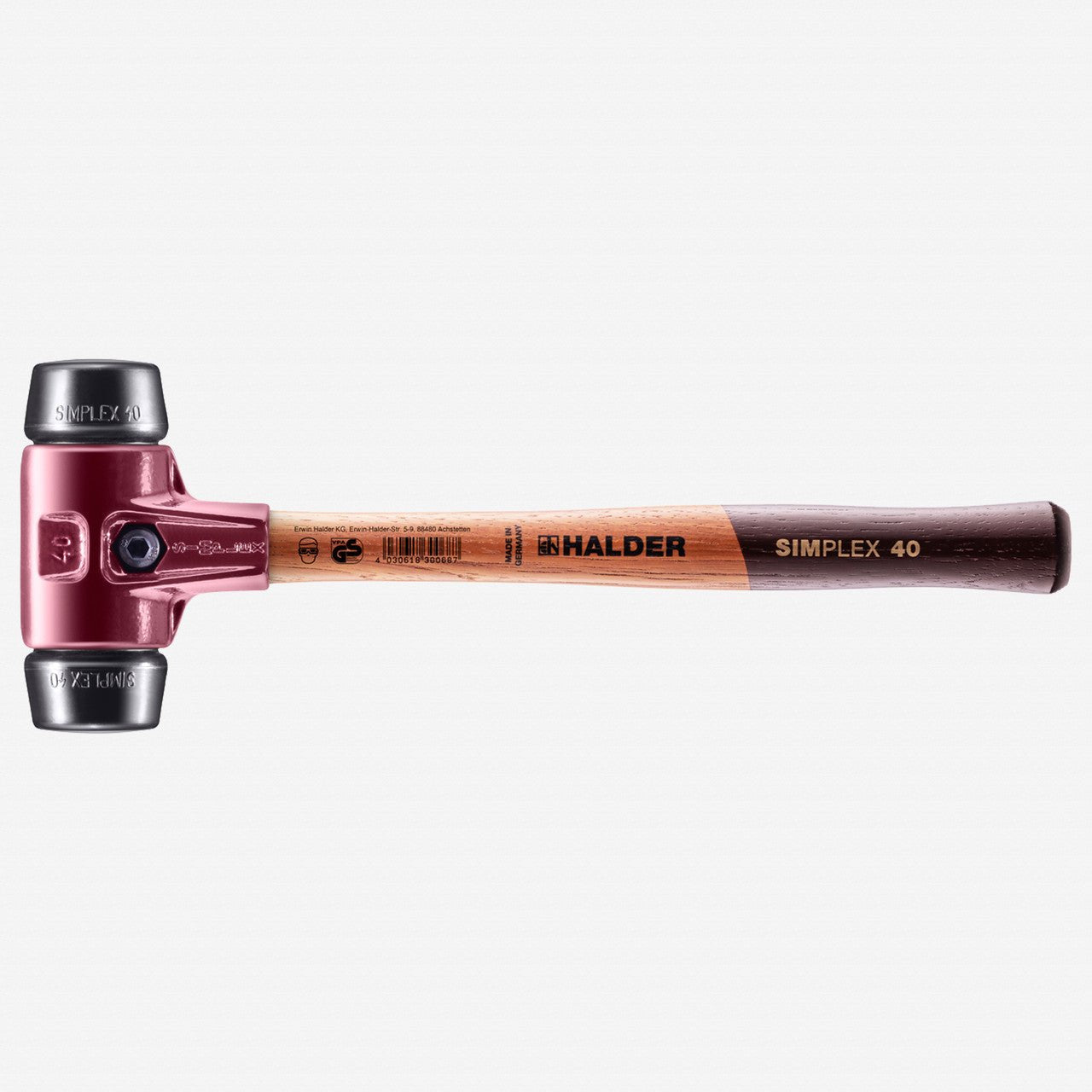 Halder Simplex Mallet with Black Rubber Inserts and Cast Iron Housing, 1.57" / 23.28 oz. - HA3002.040 - KC Tool