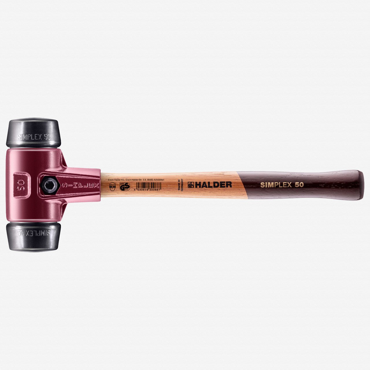 Halder Simplex Mallet with Black Rubber Inserts and Cast Iron Housing, 1.97" / 40.57 oz. - HA3002.050 - KC Tool