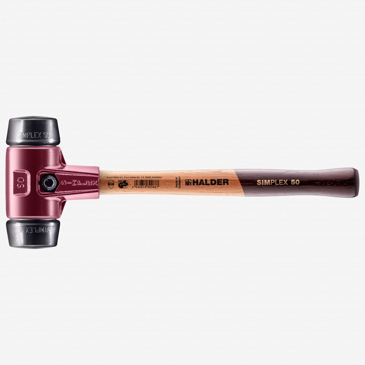 Halder Simplex Mallet with Black Rubber Inserts and Cast Iron Housing, 1.97" / 40.57 oz. - HA3002.050 - KC Tool