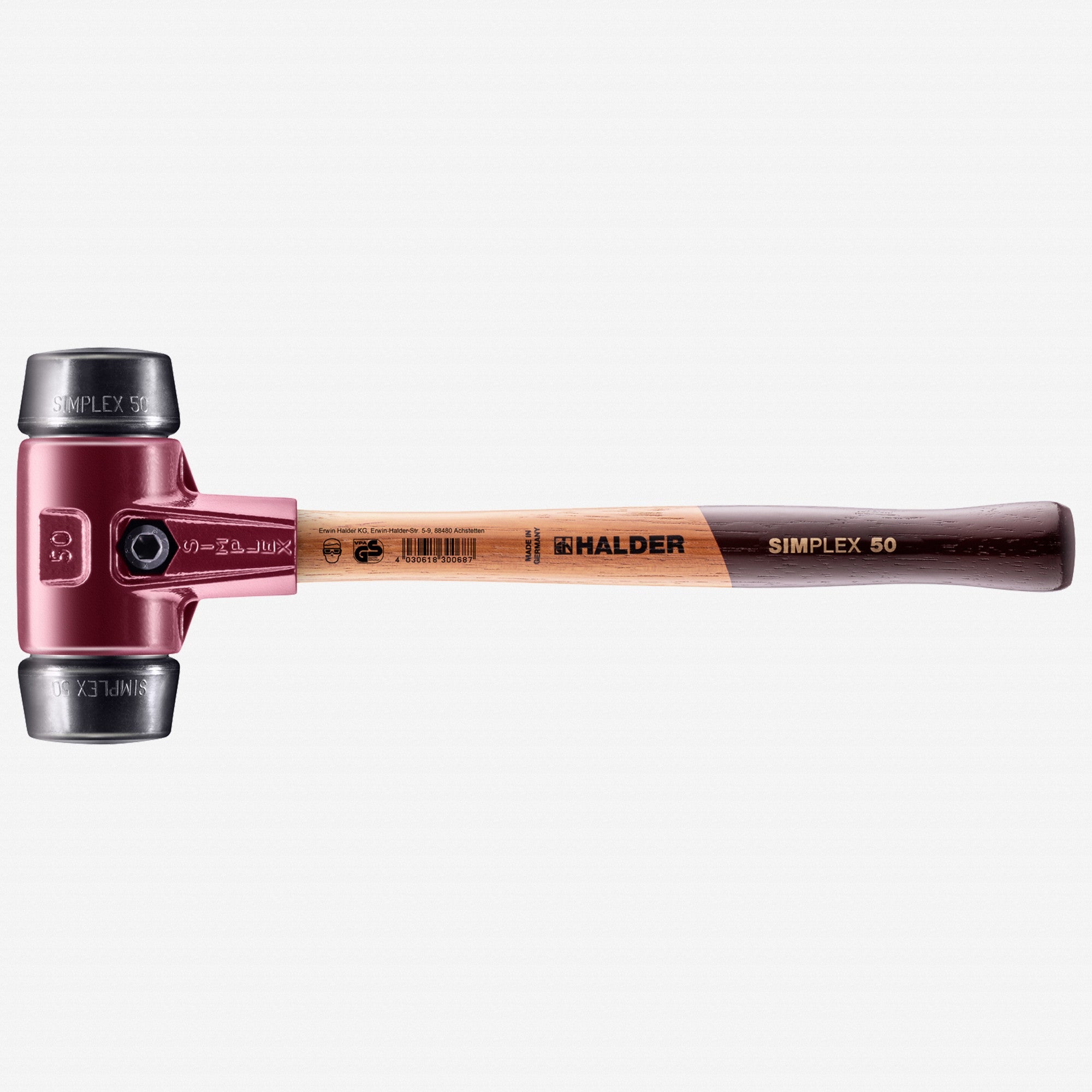 Halder Simplex Mallet with Black Rubber Inserts and Cast Iron Housing, 1.97" / 40.57 oz. - HA3002.050 - KC Tool