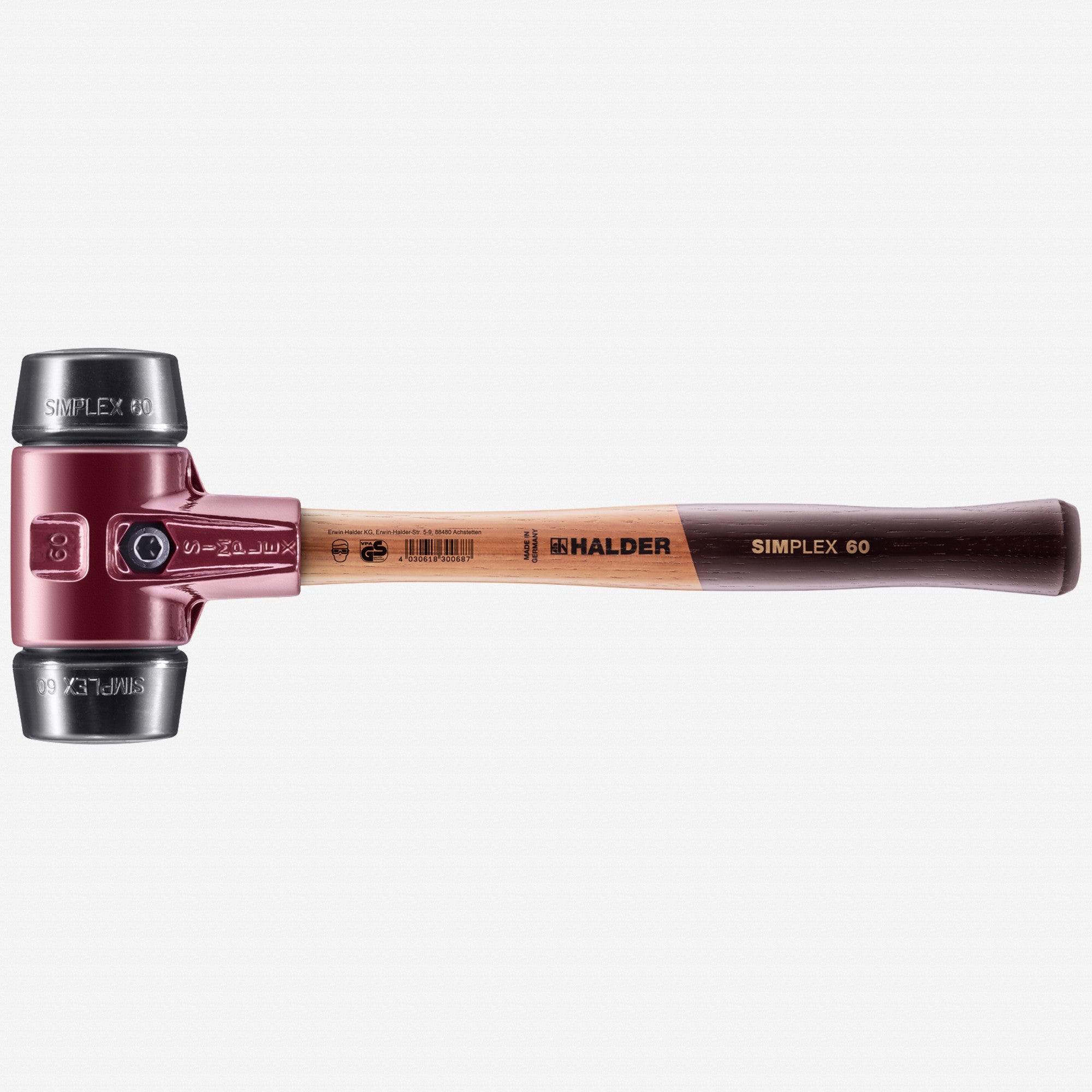 Halder Simplex Mallet with Black Rubber Inserts and Cast Iron Housing, 2.36" / 54.67 oz. - HA3002.060 - KC Tool