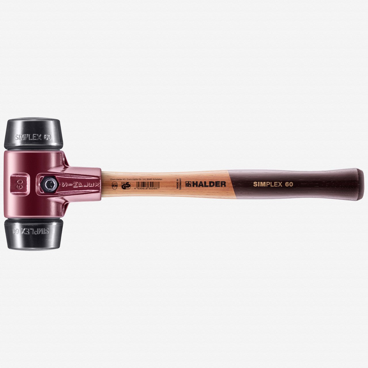 Halder Simplex Mallet with Black Rubber Inserts and Cast Iron Housing, 2.36" / 54.67 oz. - HA3002.060 - KC Tool