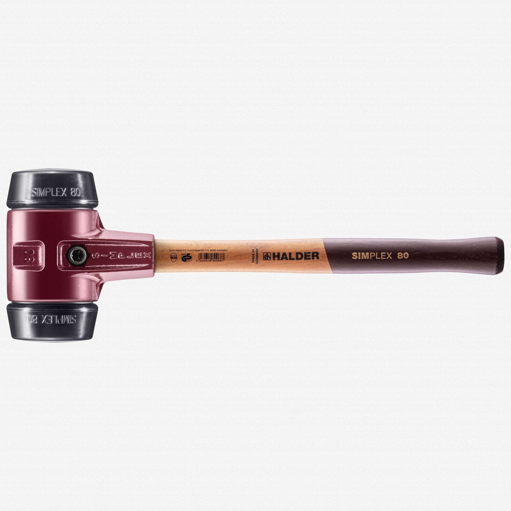 Halder Simplex Mallet with Black Rubber Inserts and Cast Iron Housing, 3.15" / 101.24 oz. - HA3002.080 - KC Tool