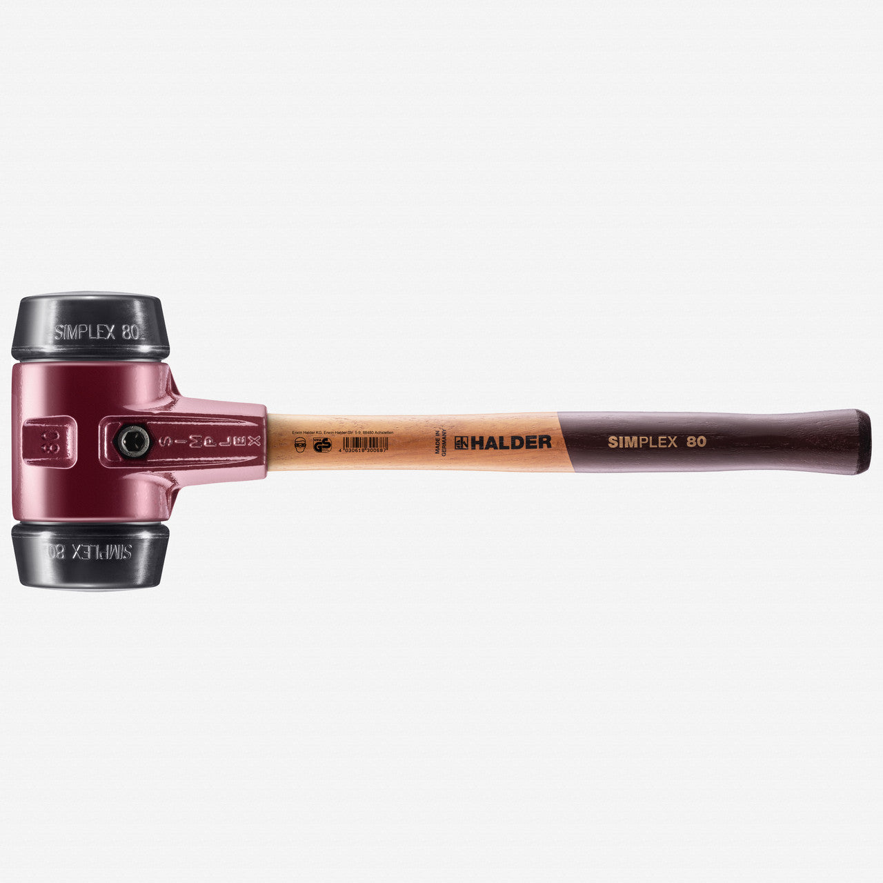 Halder Simplex Mallet with Black Rubber Inserts and Cast Iron Housing, 3.15" / 101.24 oz. - HA3002.080 - KC Tool