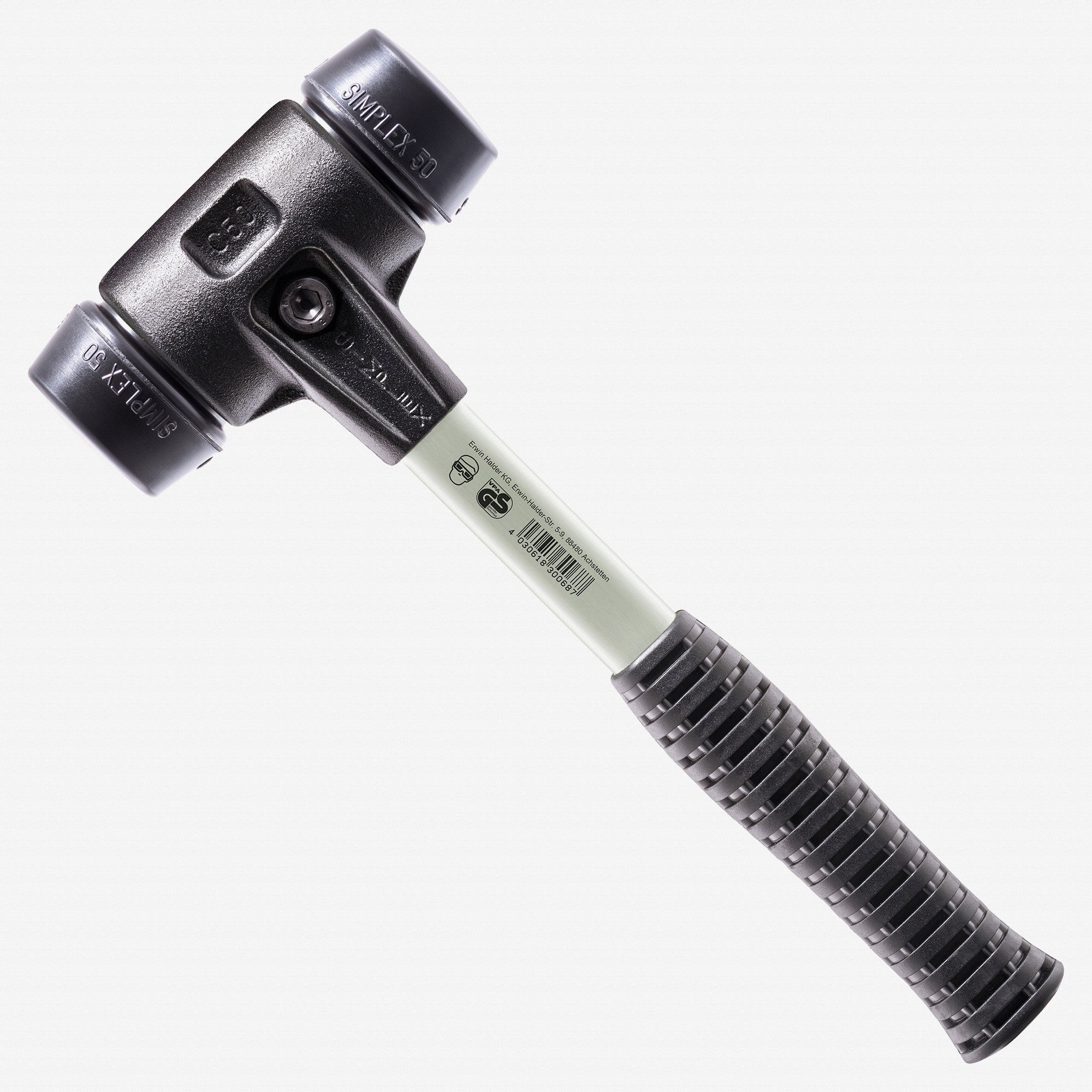 Halder Simplex Mallet with Black Rubber Inserts and Heavy Duty Reinforced Housing, 1.57" / 31.39 oz. - HA3702.040 - KC Tool