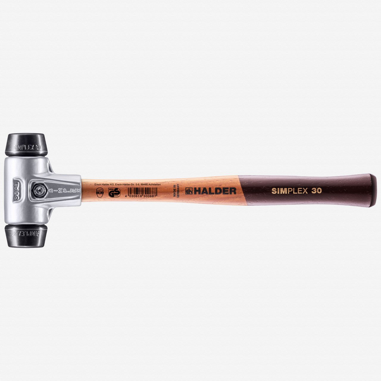 Halder Simplex Mallet with Black Rubber Inserts and Lightweight Aluminum Housing, 1.18" / 7.41 oz. - HA3102.030 - KC Tool