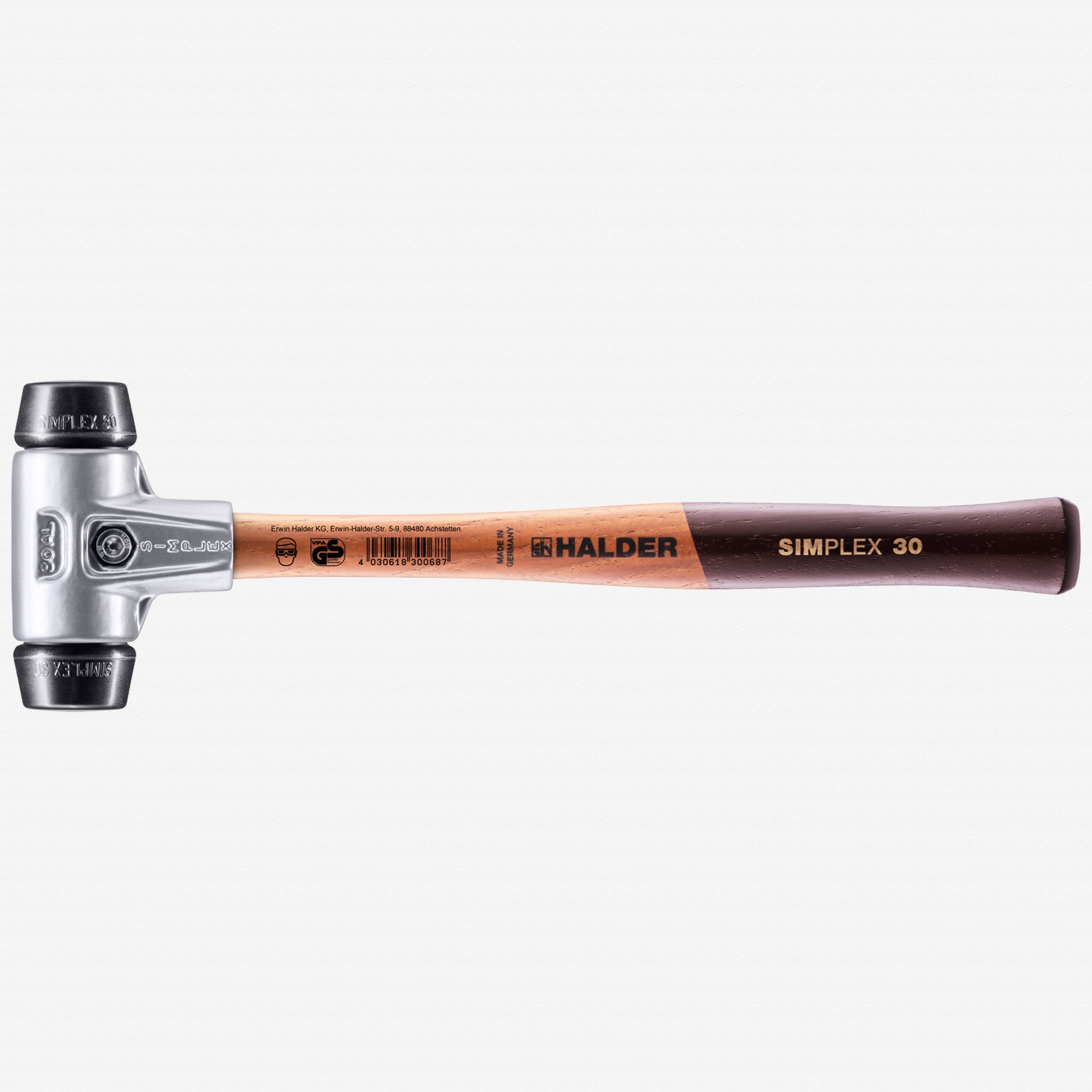 Halder Simplex Mallet with Black Rubber Inserts and Lightweight Aluminum Housing, 1.18" / 7.41 oz. - HA3102.030 - KC Tool