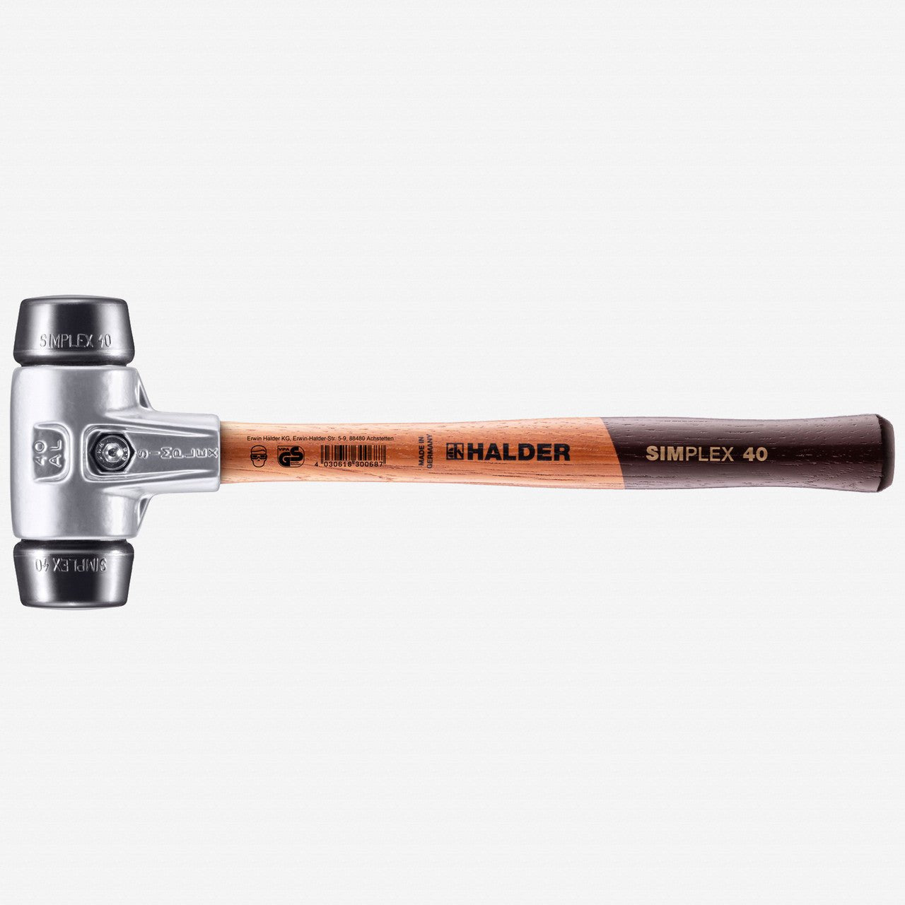 Halder Simplex Mallet with Black Rubber Inserts and Lightweight Aluminum Housing, 1.57" / 14.29 oz. - HA3102.040 - KC Tool