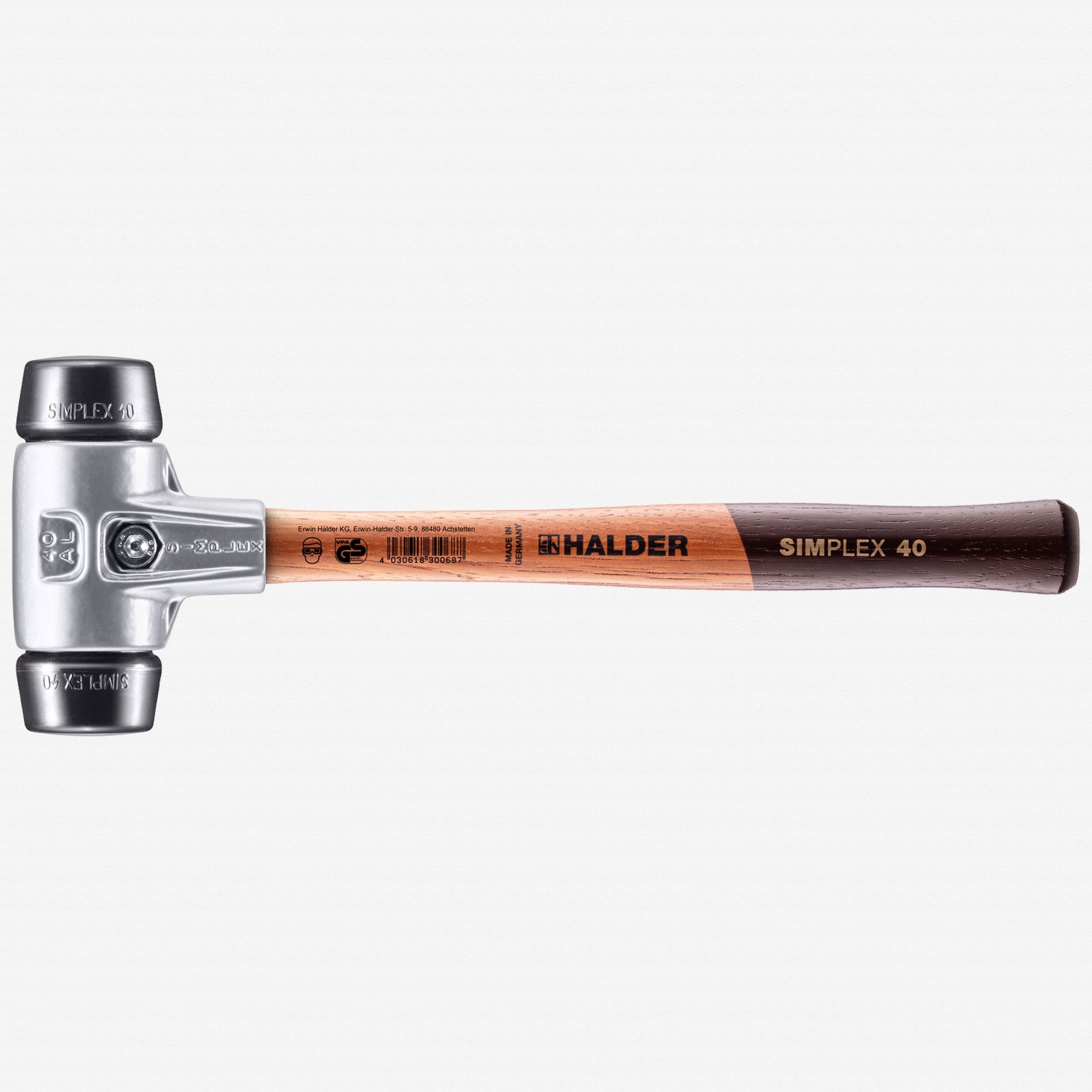 Halder Simplex Mallet with Black Rubber Inserts and Lightweight Aluminum Housing, 1.57" / 14.29 oz. - HA3102.040 - KC Tool