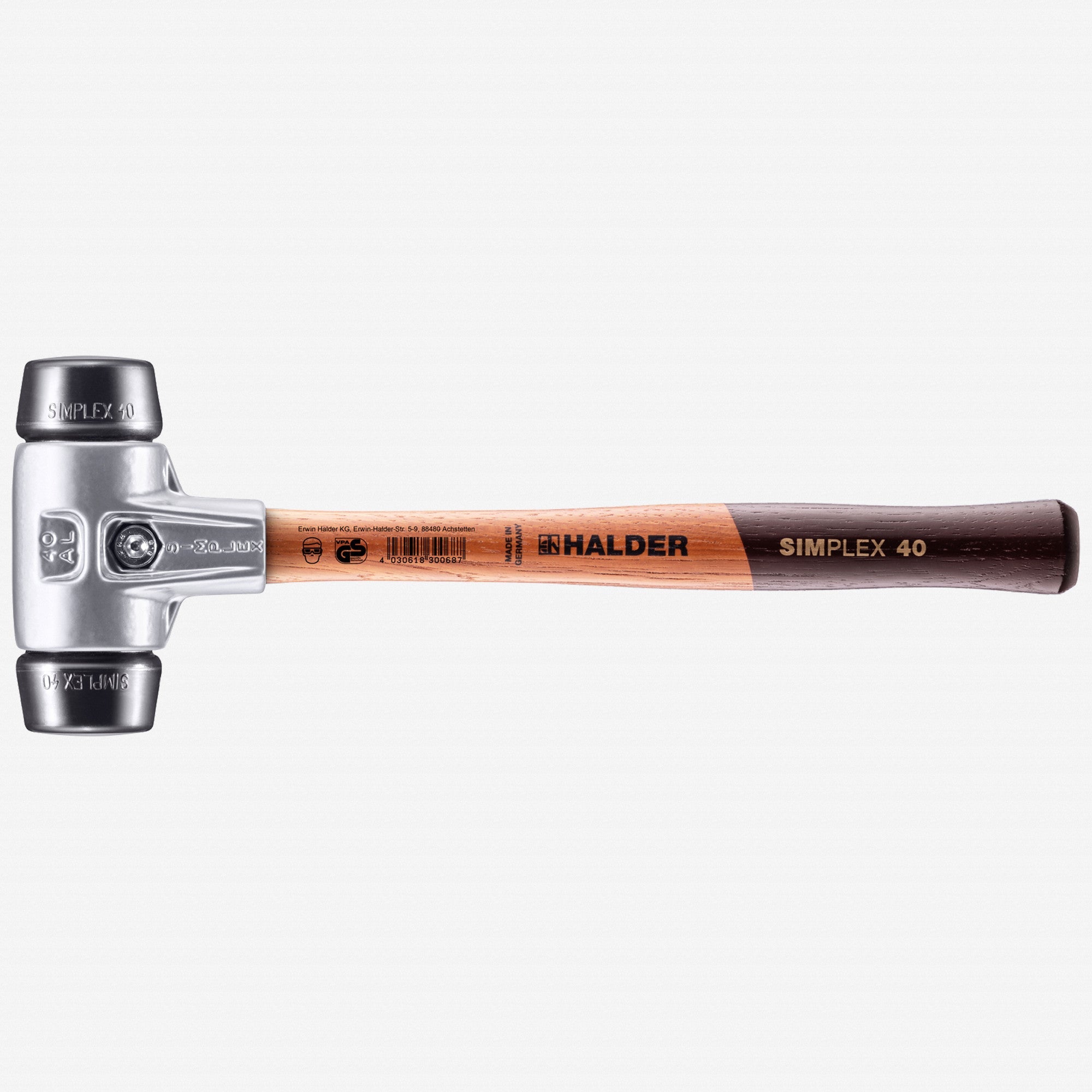 Halder Simplex Mallet with Black Rubber Inserts and Lightweight Aluminum Housing, 1.57" / 14.29 oz. - HA3102.040 - KC Tool