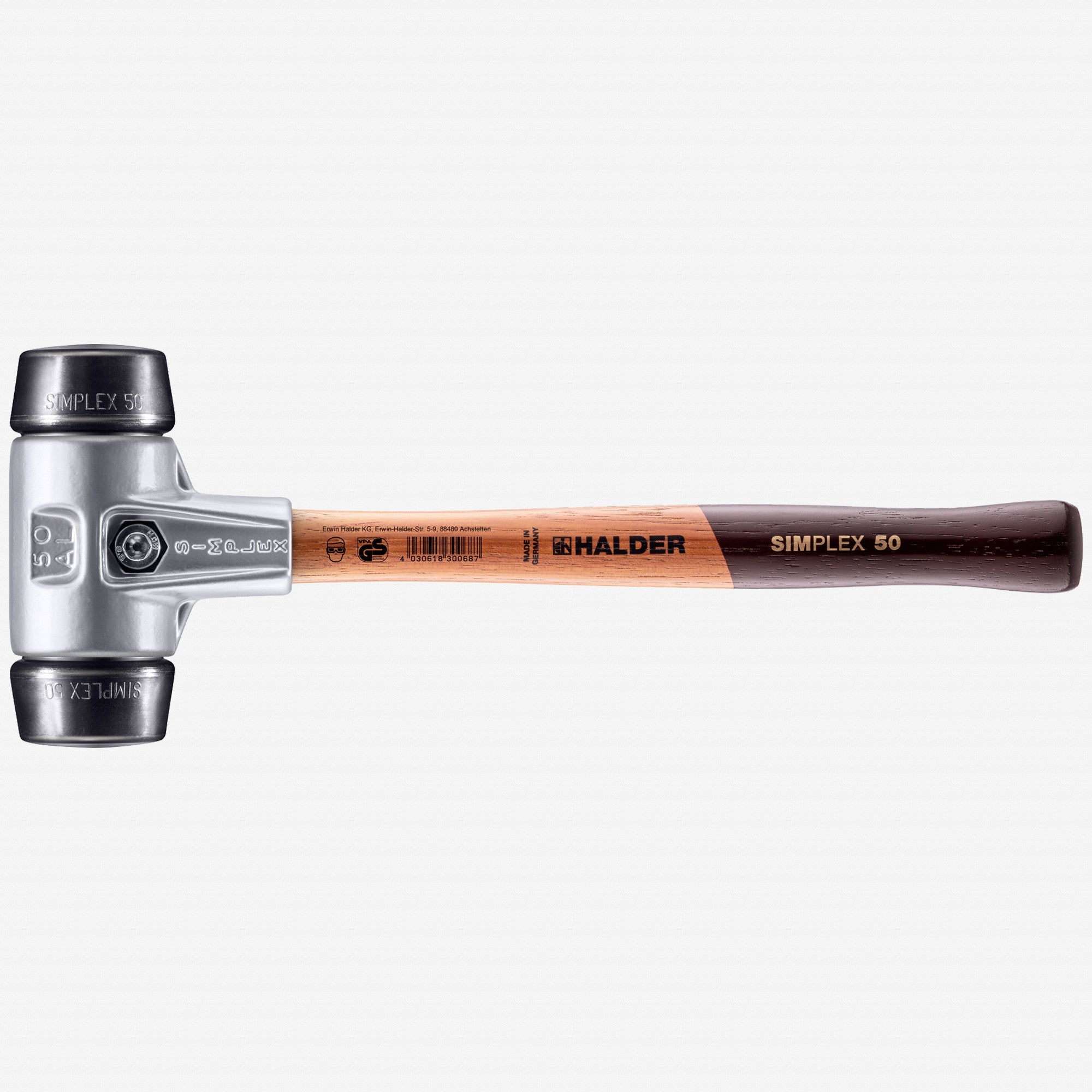 Halder Simplex Mallet with Black Rubber Inserts and Lightweight Aluminum Housing, 1.97" / 26.1 oz. - HA3102.050 - KC Tool