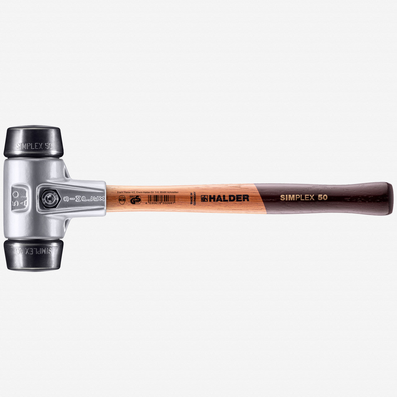 Halder Simplex Mallet with Black Rubber Inserts and Lightweight Aluminum Housing, 1.97" / 26.1 oz. - HA3102.050 - KC Tool