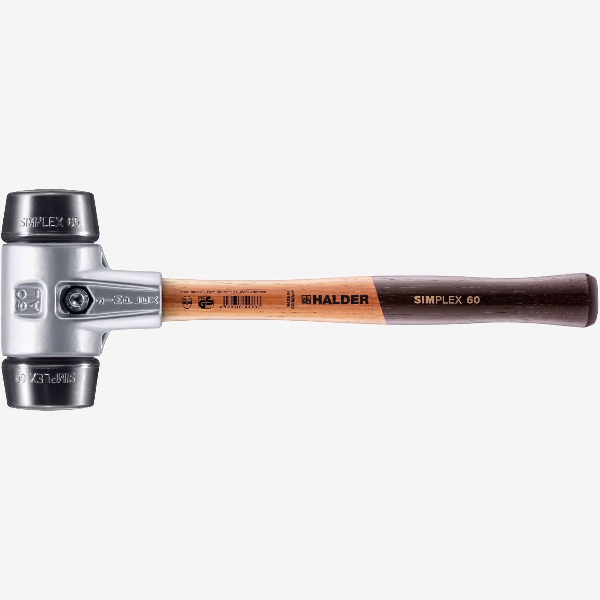 Halder Simplex Mallet with Black Rubber Inserts and Lightweight Aluminum Housing, 2.36" / 34.57 oz. - HA3102.060 - KC Tool