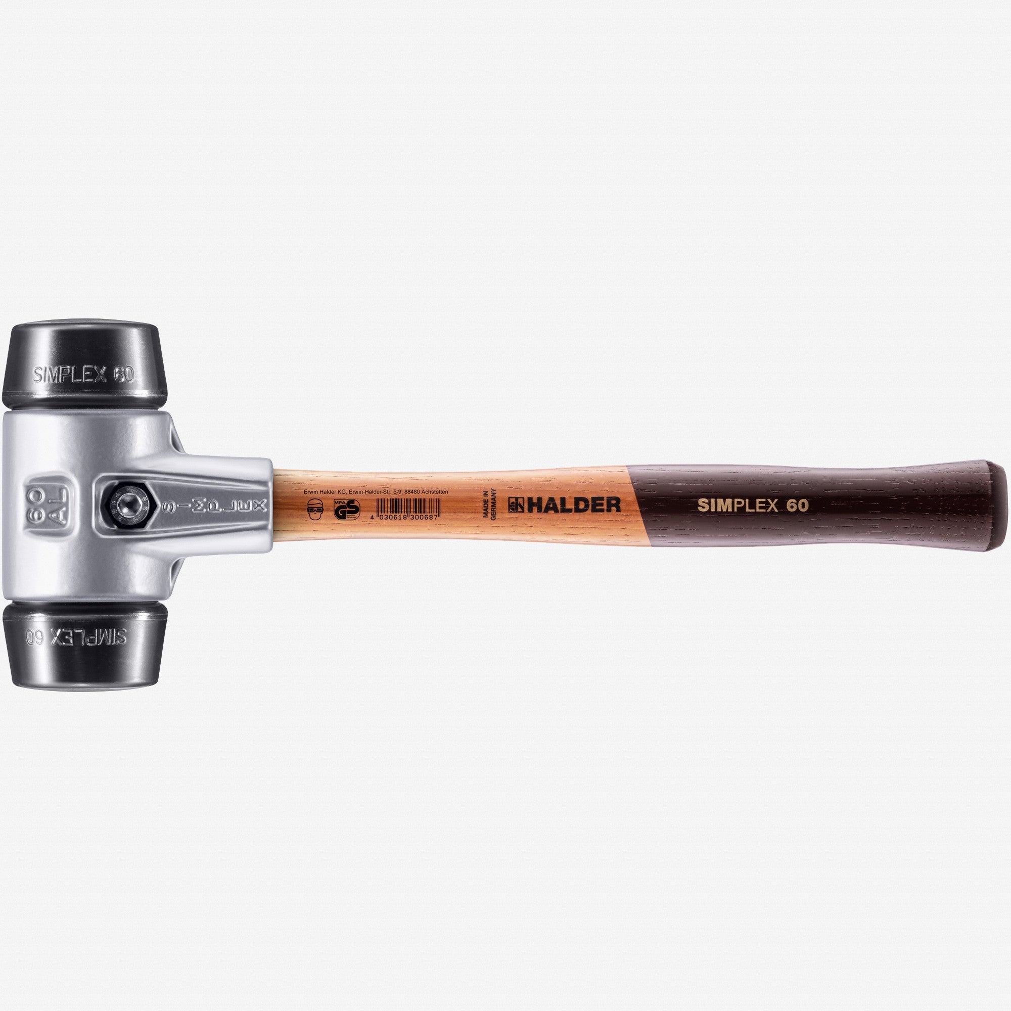 Halder Simplex Mallet with Black Rubber Inserts and Lightweight Aluminum Housing, 2.36" / 34.57 oz. - HA3102.060 - KC Tool