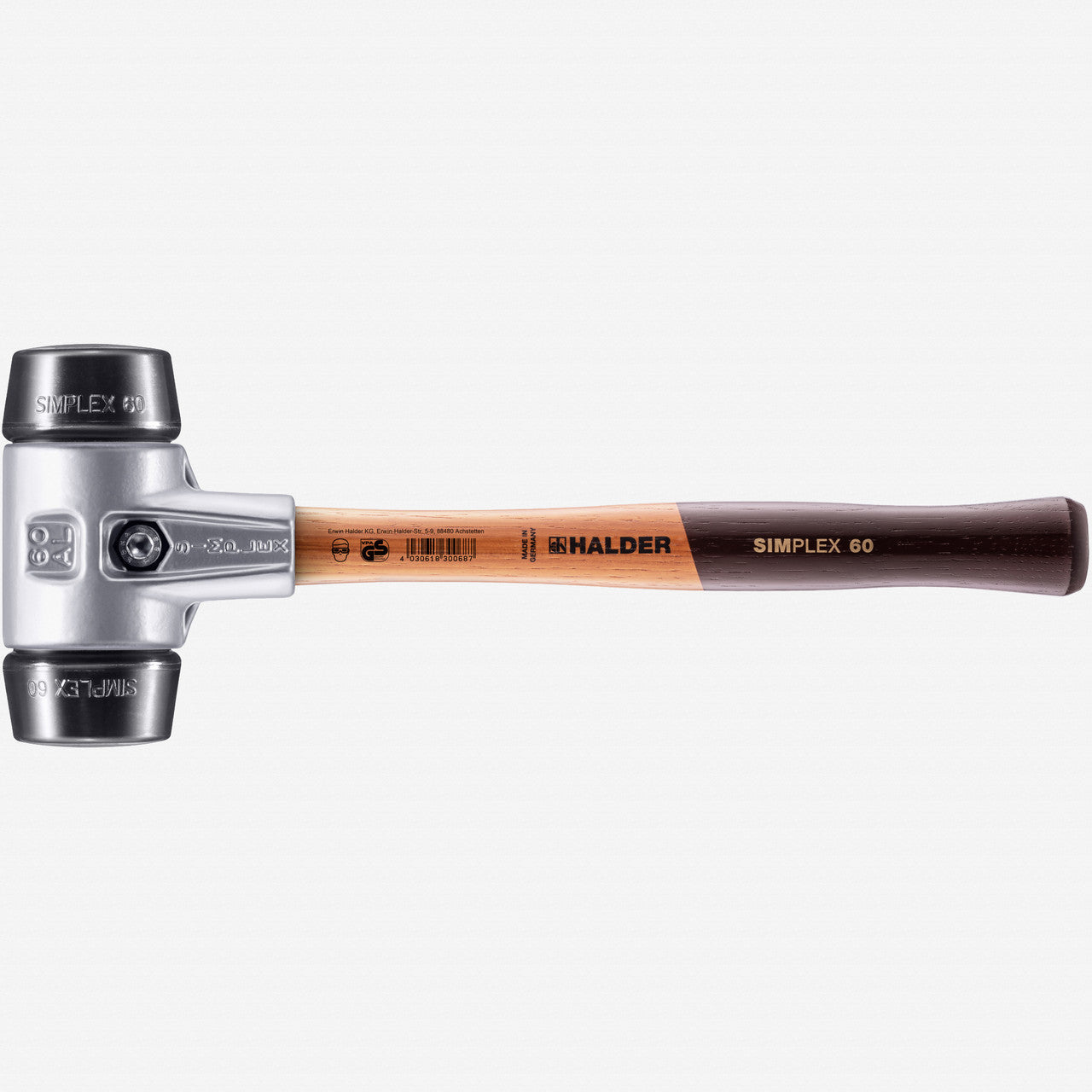 Halder Simplex Mallet with Black Rubber Inserts and Lightweight Aluminum Housing, 2.36" / 34.57 oz. - HA3102.060 - KC Tool
