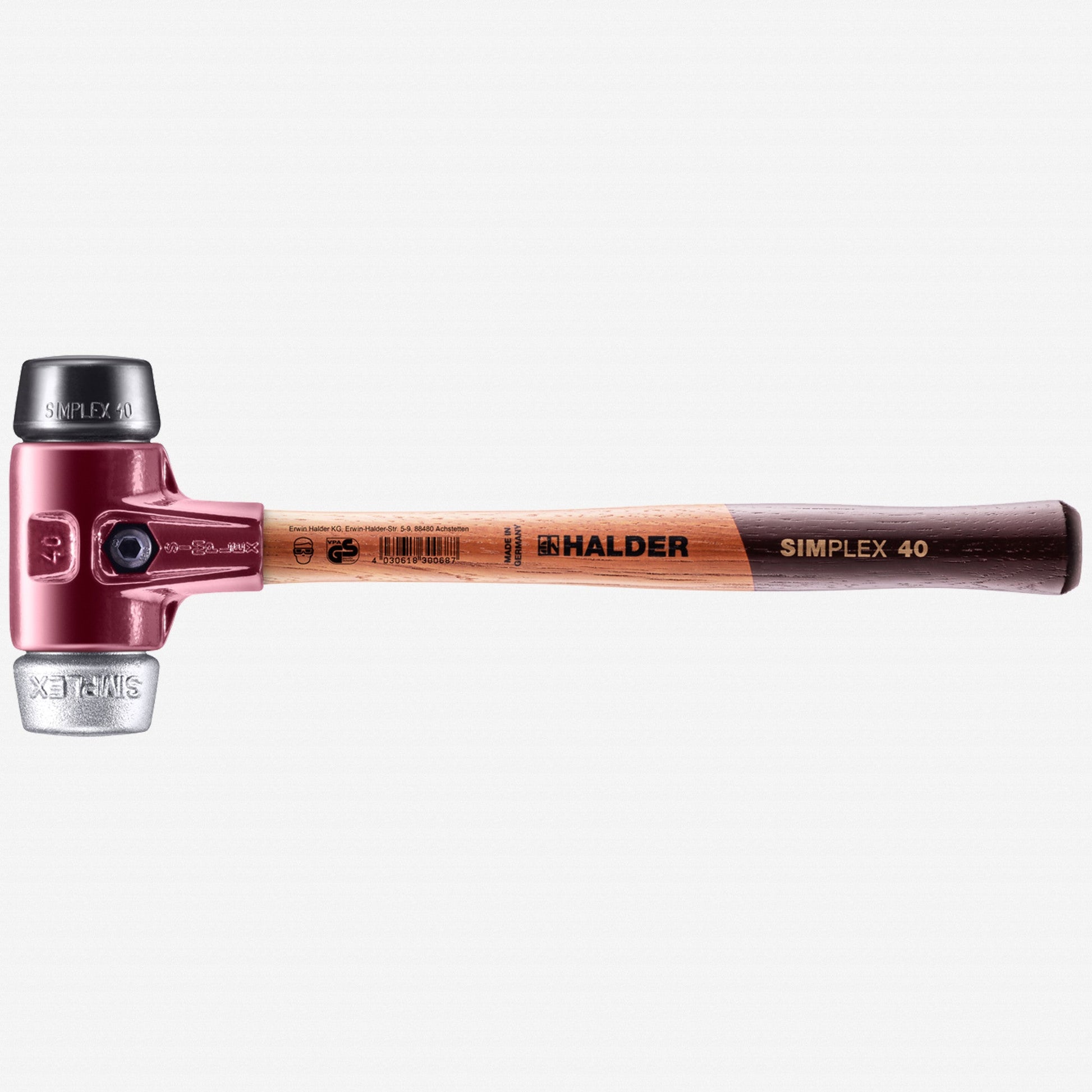 Halder Simplex Mallet with Black Rubber/Aluminum Inserts and Cast Iron Housing, 1.57" / 24.69 oz. - HA3029.040 - KC Tool