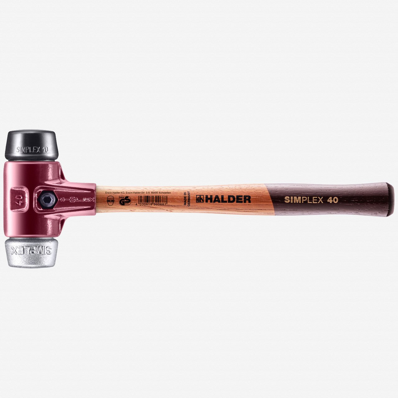 Halder Simplex Mallet with Black Rubber/Aluminum Inserts and Cast Iron Housing, 1.57" / 24.69 oz. - HA3029.040 - KC Tool