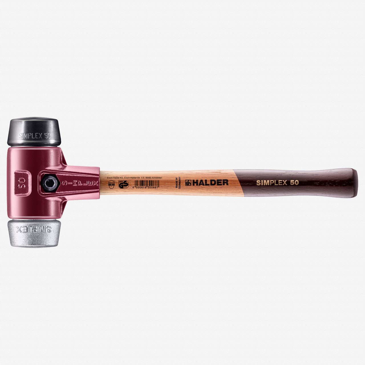 Halder Simplex Mallet with Black Rubber/Aluminum Inserts and Cast Iron Housing, 1.97" / 42.33 oz. - HA3029.050 - KC Tool