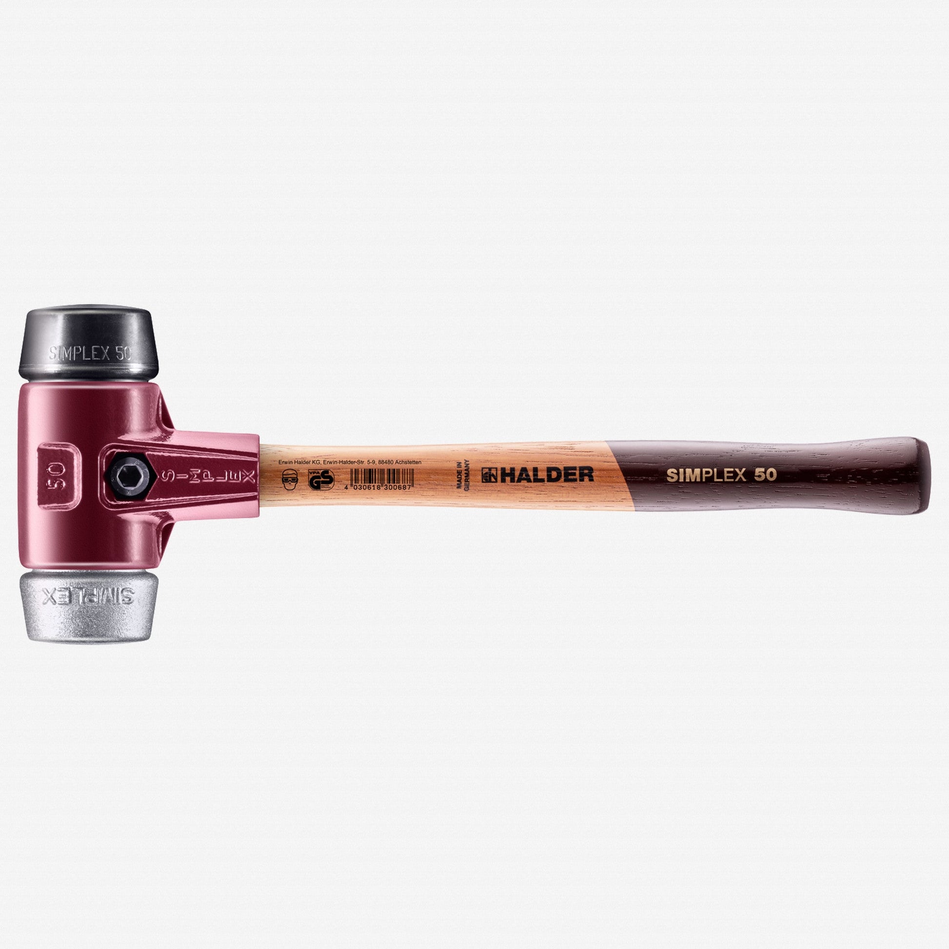 Halder Simplex Mallet with Black Rubber/Aluminum Inserts and Cast Iron Housing, 1.97" / 42.33 oz. - HA3029.050 - KC Tool