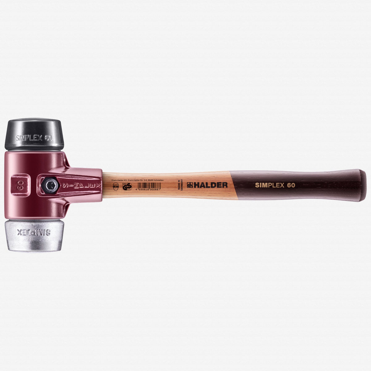 Halder Simplex Mallet with Black Rubber/Aluminum Inserts and Cast Iron Housing, 2.36" / 63.49 oz. - HA3029.060 - KC Tool