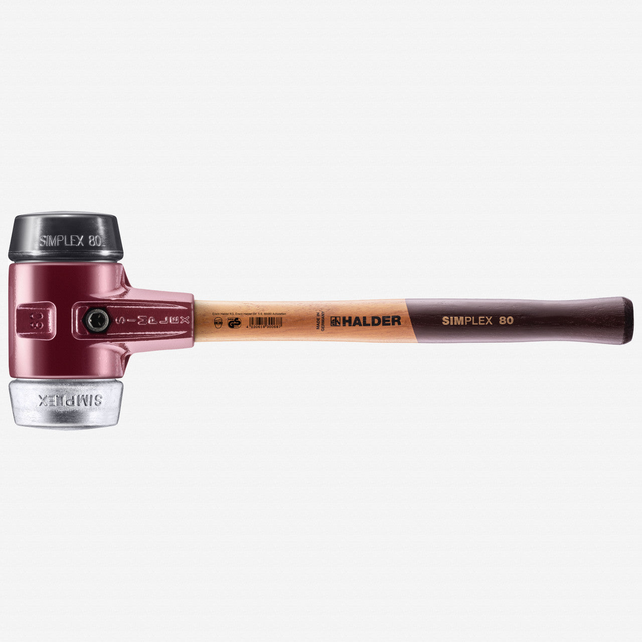 Halder Simplex Mallet with Black Rubber/Aluminum Inserts and Cast Iron Housing, 3.15" / 123.46 oz. - HA3029.080 - KC Tool