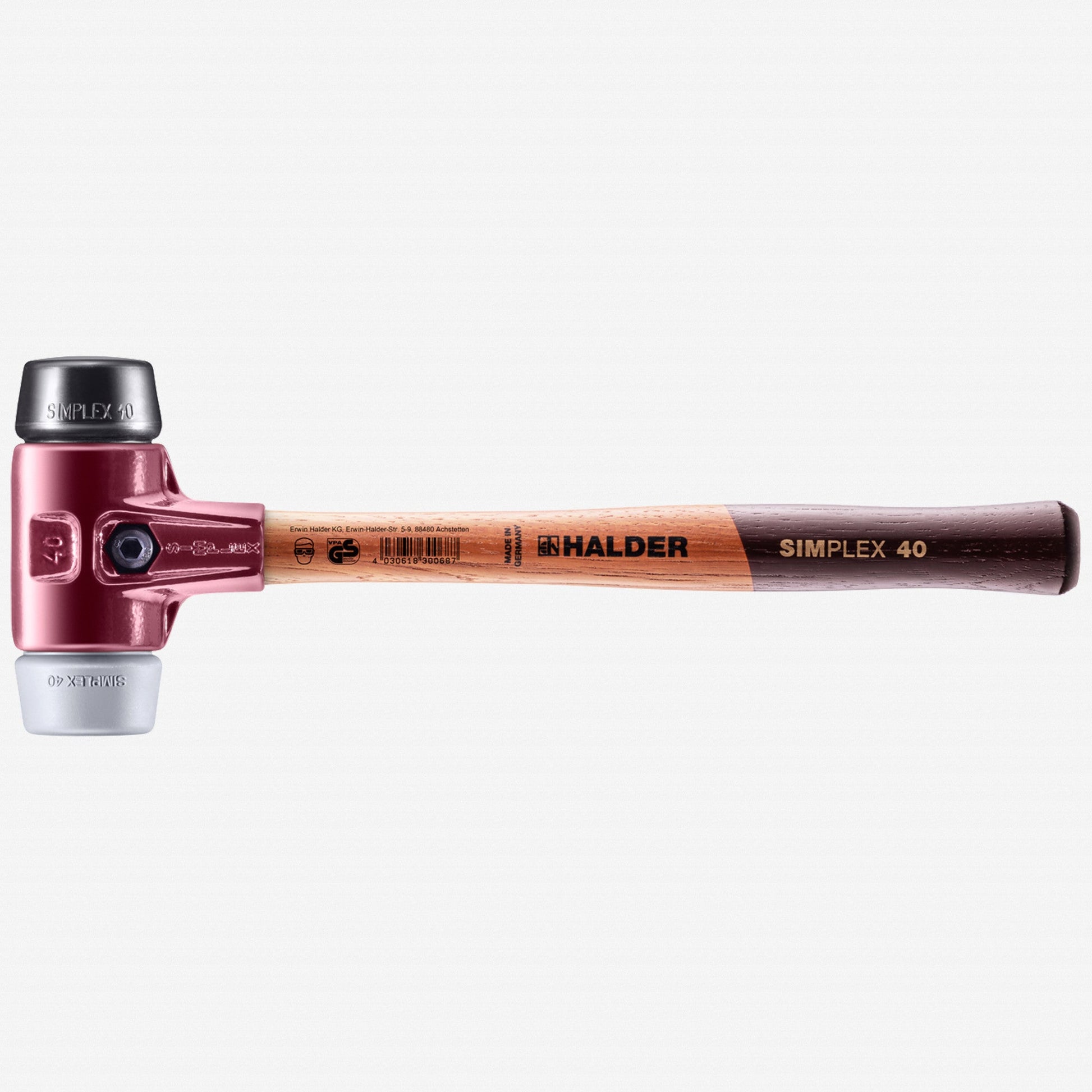 Halder Simplex Mallet with Black Rubber/Grey Rubber Inserts and Cast Iron Housing, 1.57" / 22.22 oz. - HA3023.040 - KC Tool