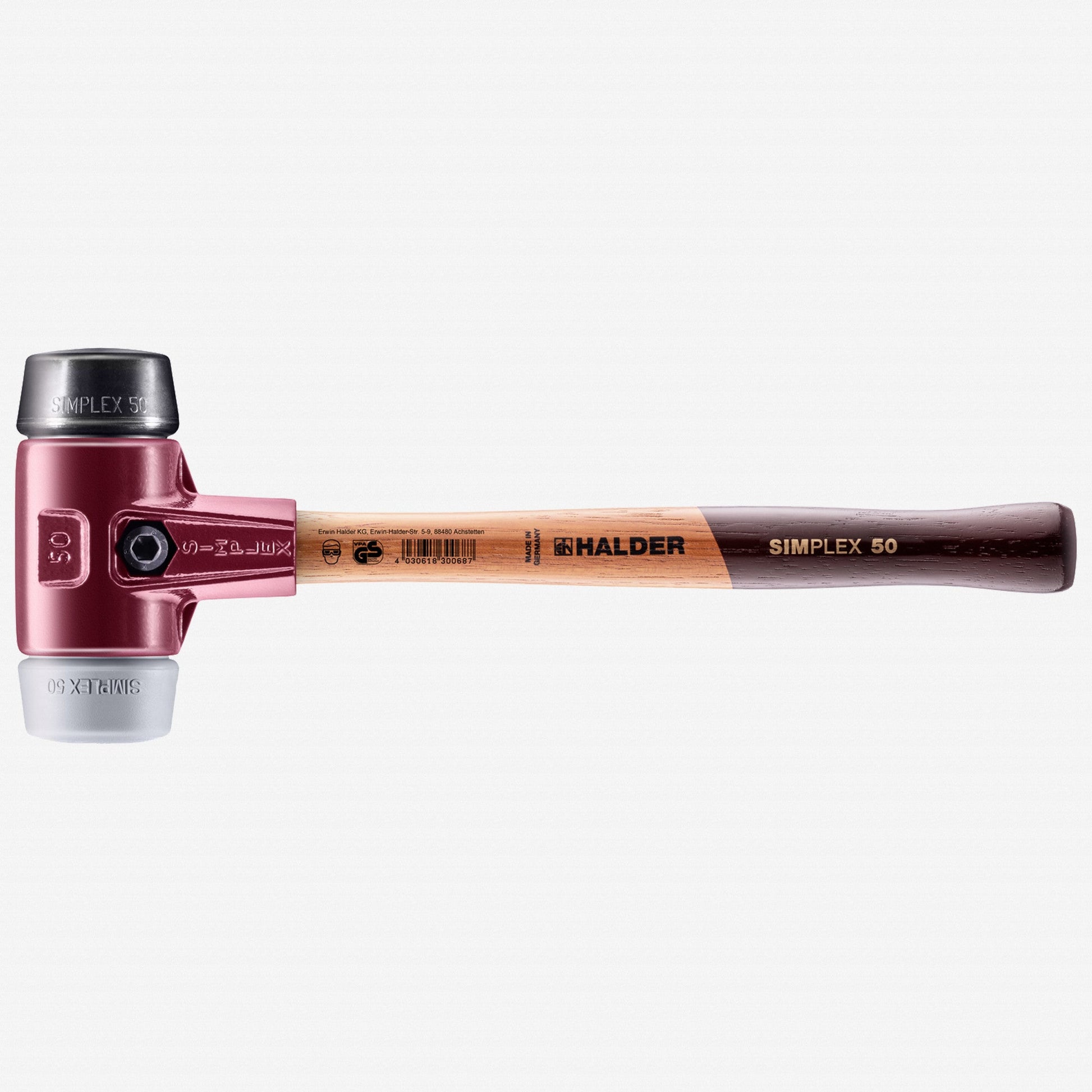 Halder Simplex Mallet with Black Rubber/Grey Rubber Inserts and Cast Iron Housing, 1.97" / 40.21 oz. - HA3023.050 - KC Tool