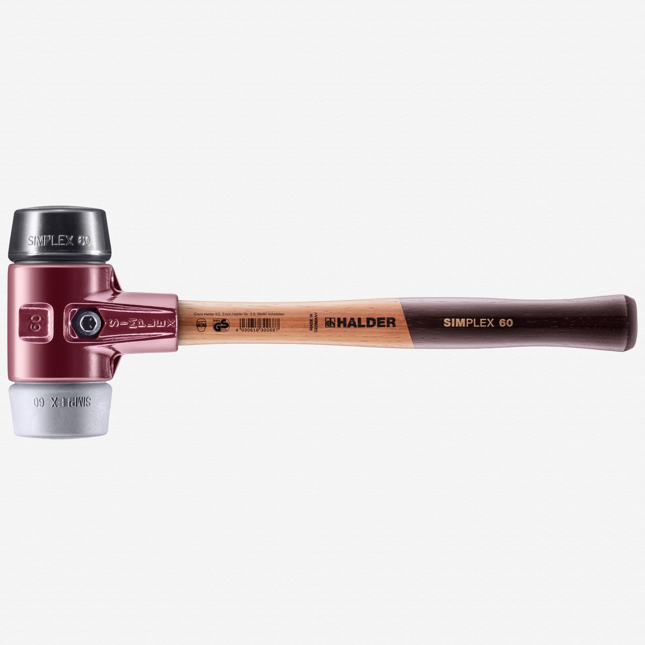 Halder Simplex Mallet with Black Rubber/Grey Rubber Inserts and Cast Iron Housing, 2.36" / 54.32 oz. - HA3023.060 - KC Tool