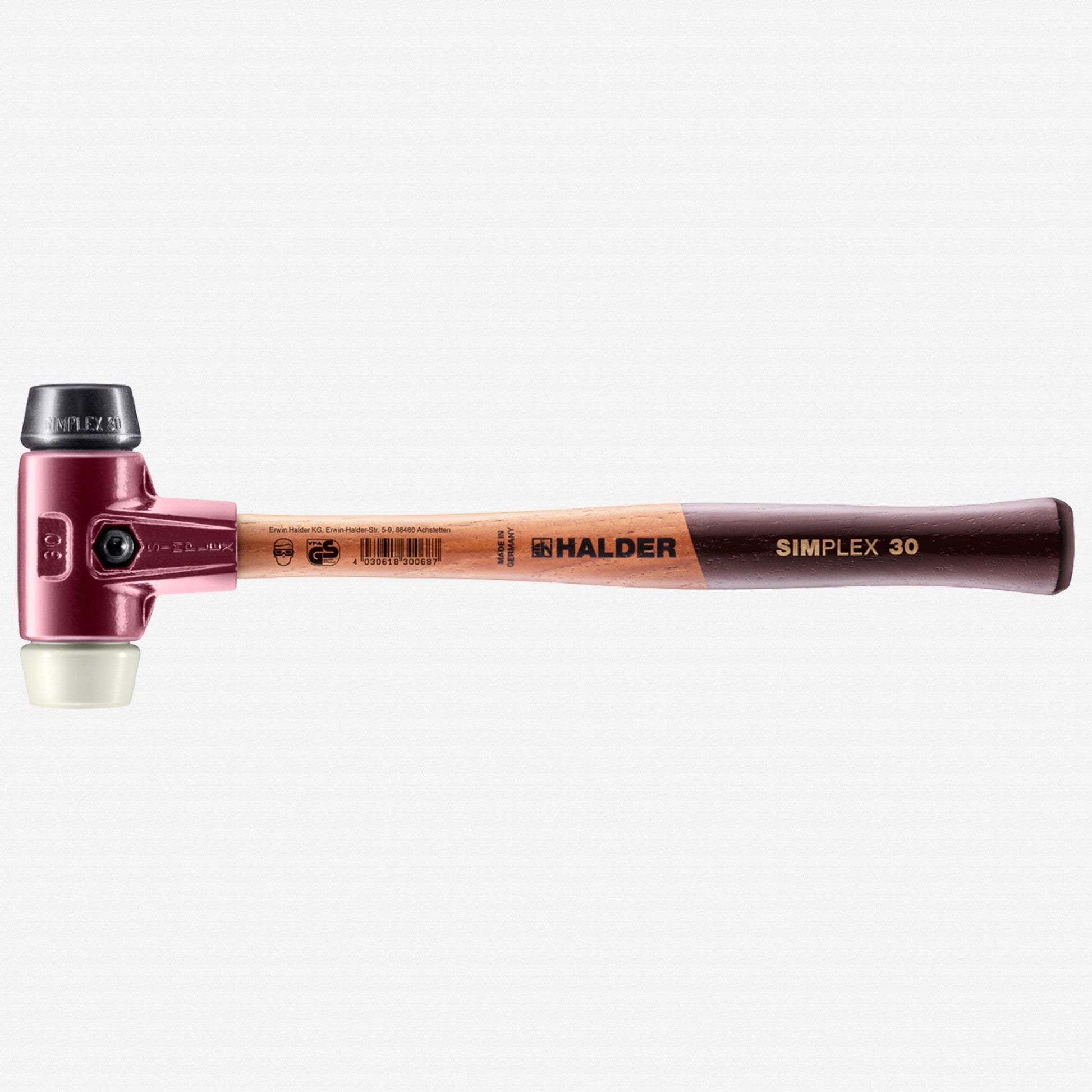 Halder Simplex Mallet with Black Rubber/Nylon Inserts and Cast Iron Housing, 1.18" / 12.52 oz. - HA3028.030 - KC Tool