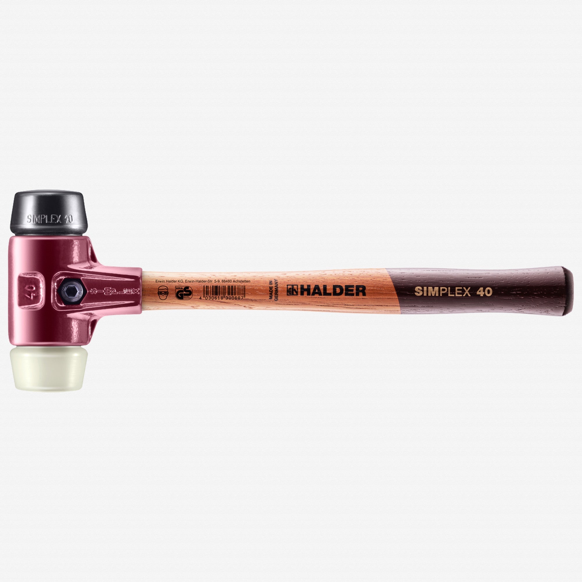 Halder Simplex Mallet with Black Rubber/Nylon Inserts and Cast Iron Housing, 1.57" / 22.93 oz. - HA3028.040 - KC Tool