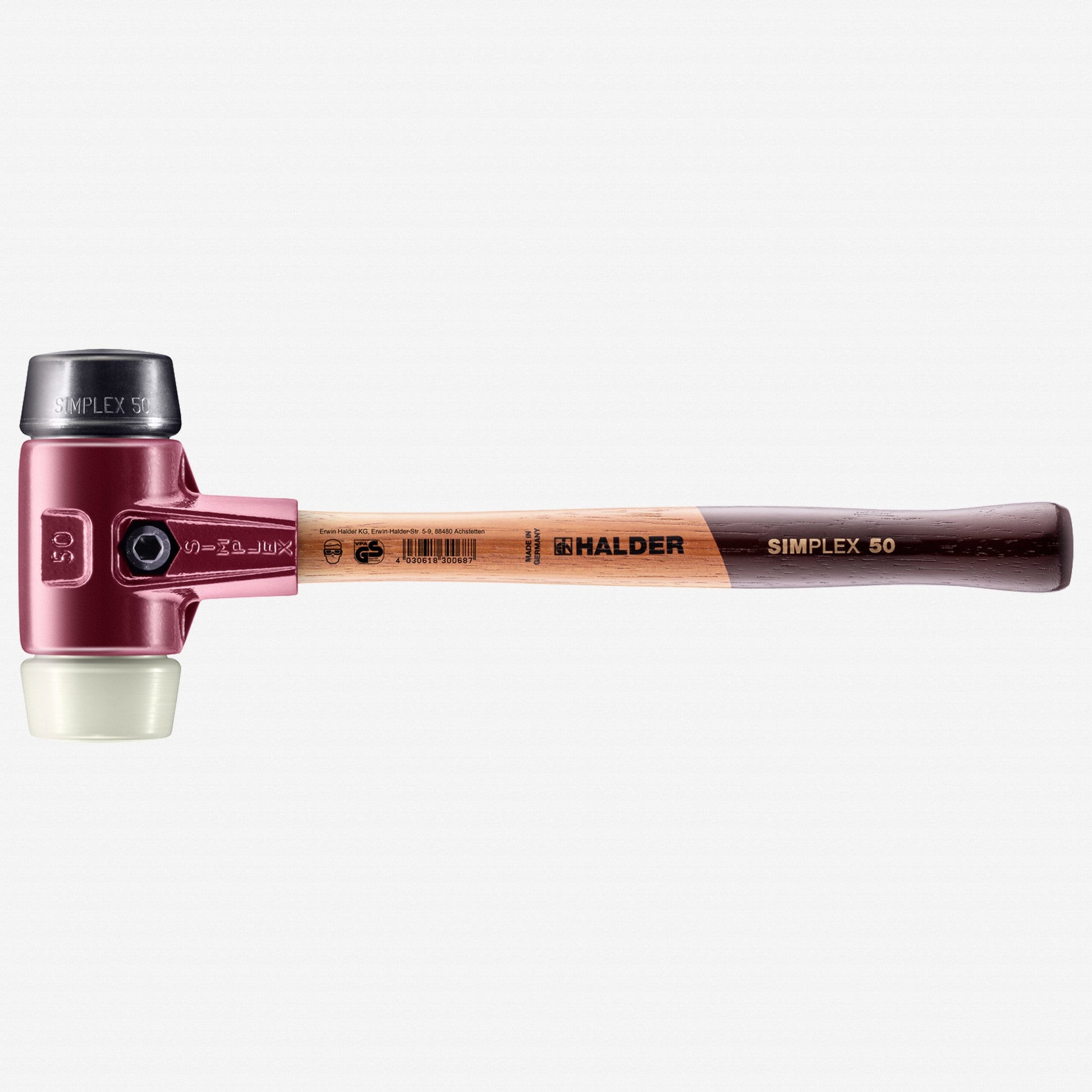 Halder Simplex Mallet with Black Rubber/Nylon Inserts and Cast Iron Housing, 1.97" / 40.21 oz. - HA3028.050 - KC Tool