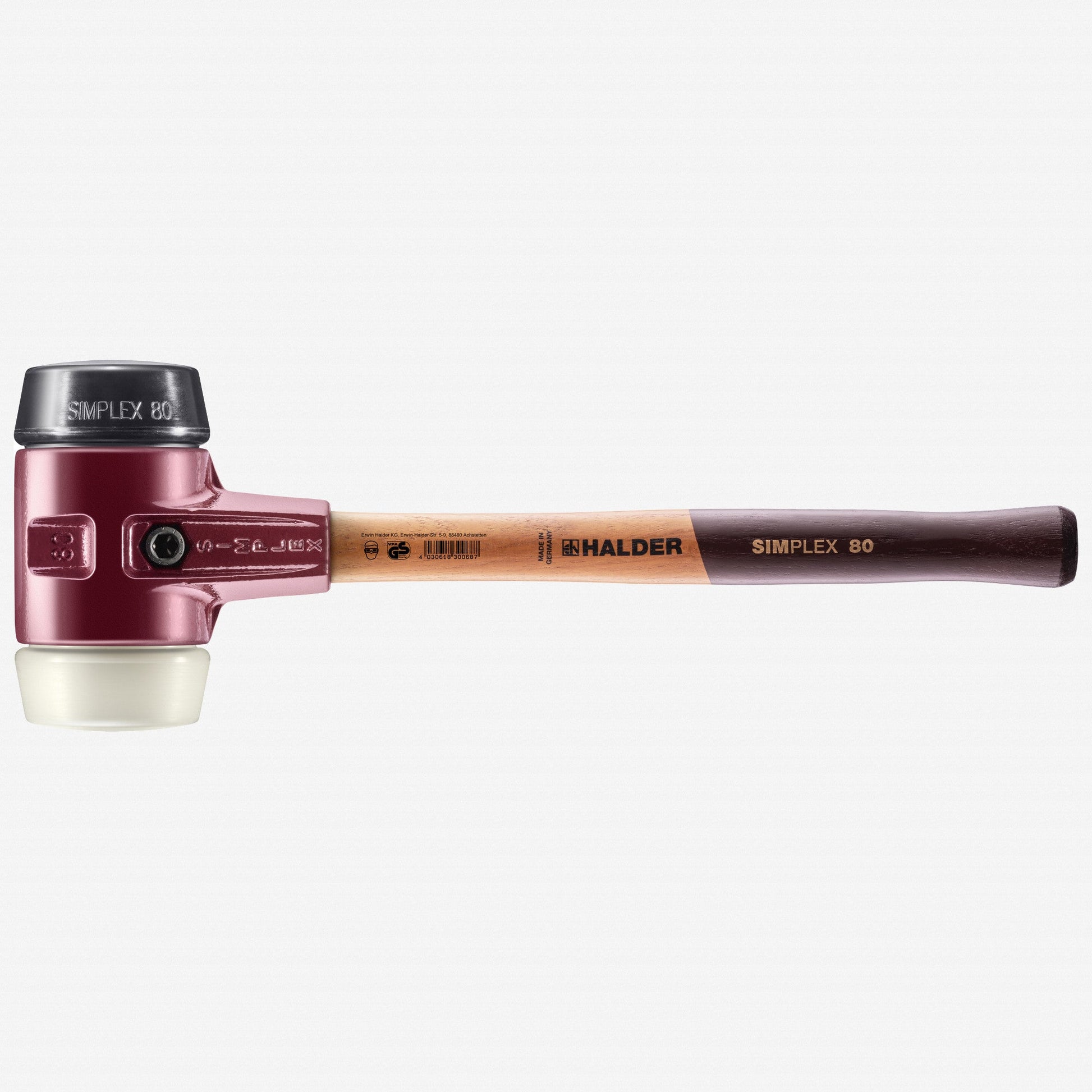 Halder Simplex Mallet with Black Rubber/Nylon Inserts and Cast Iron Housing, 3.15" / 101.94 oz. - HA3028.080 - KC Tool