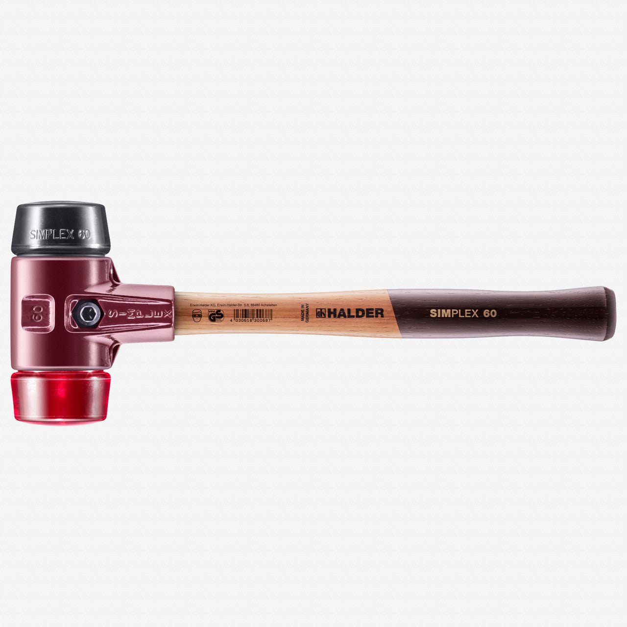 Halder Simplex Mallet with Black Rubber/Red Plastic Inserts and Cast Iron Housing, 2.36" / 52.91 oz. - HA3026.060 - KC Tool
