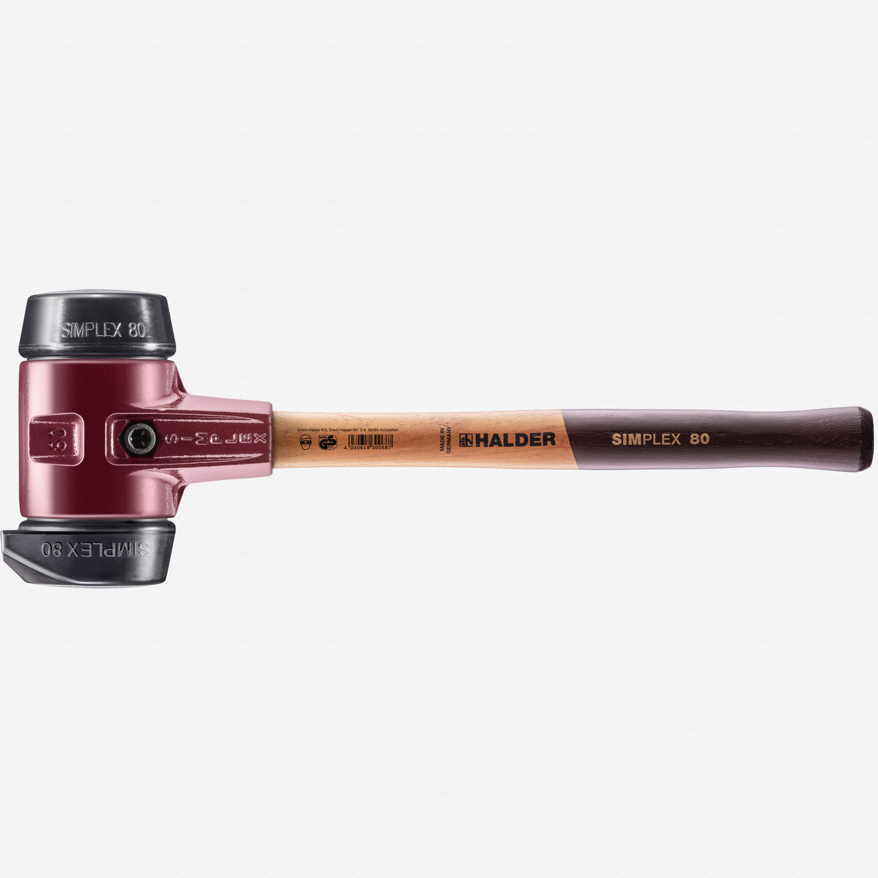 Halder Simplex Mallet with Black Rubber/STAND - UP Black Rubber Inserts and Cast Iron Housing, 3.15" / 103 oz. - HA3022.280 - KC Tool